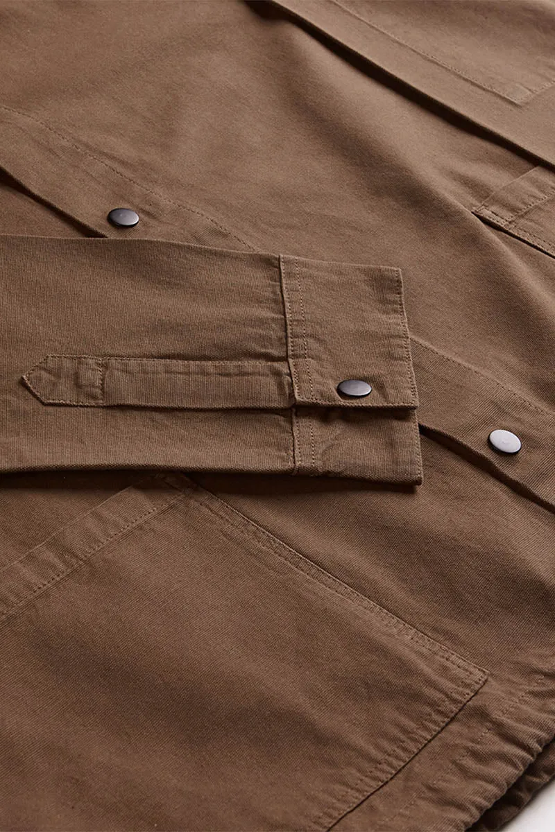 3013 Button Coach Jacket | Chocolate