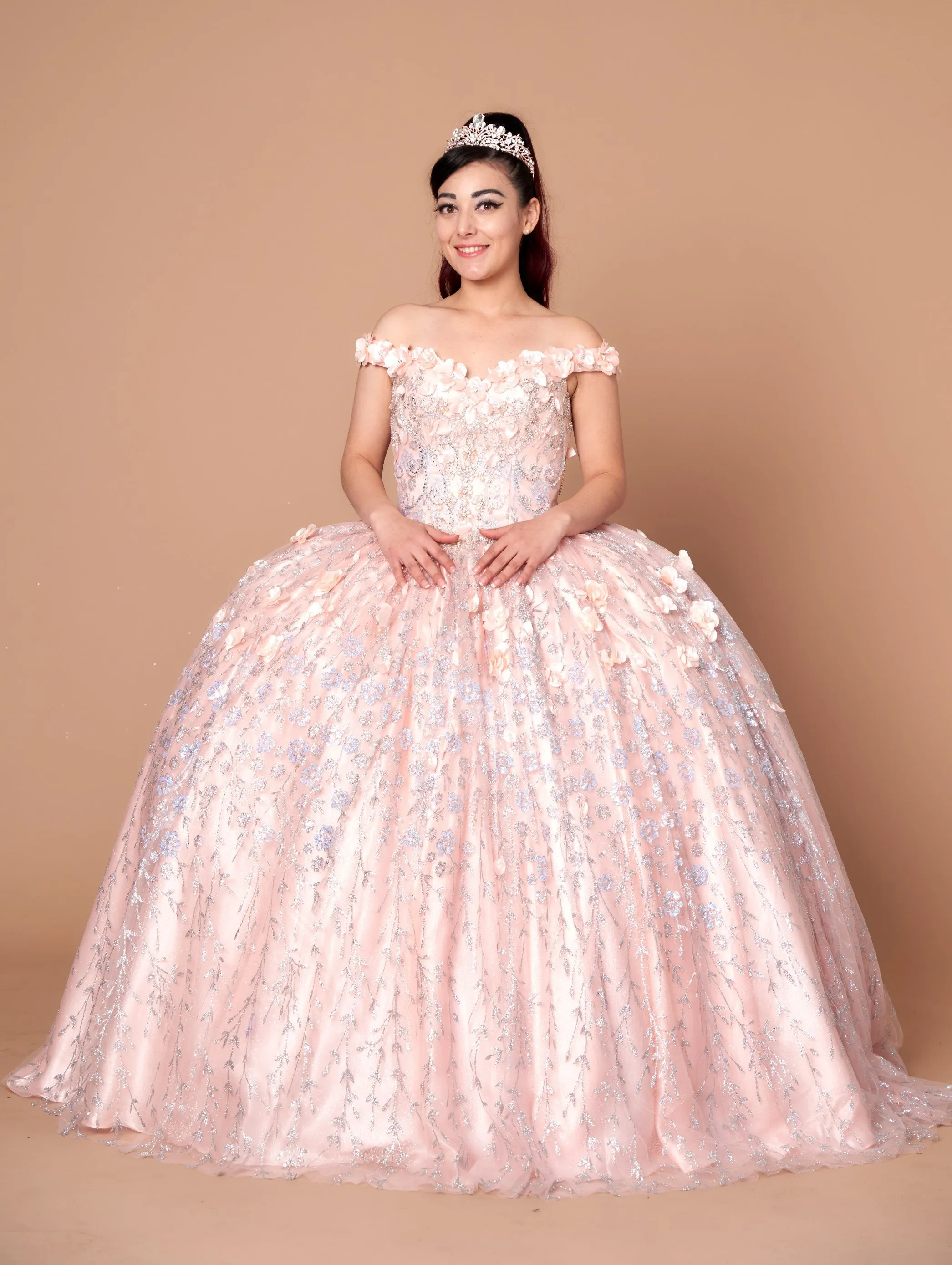 3D Floral Off Shoulder Ball Gown by Calla WB21550