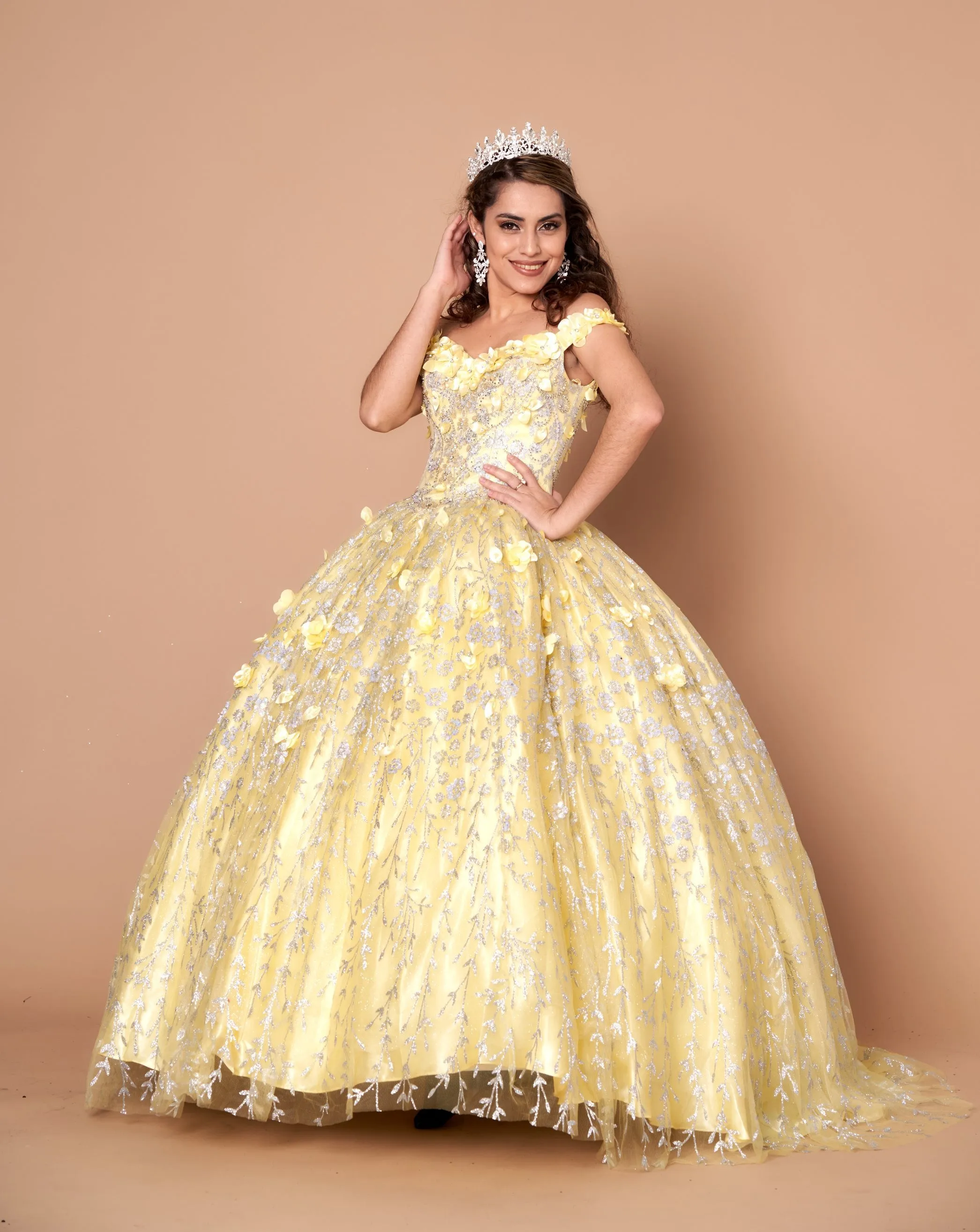 3D Floral Off Shoulder Ball Gown by Calla WB21550