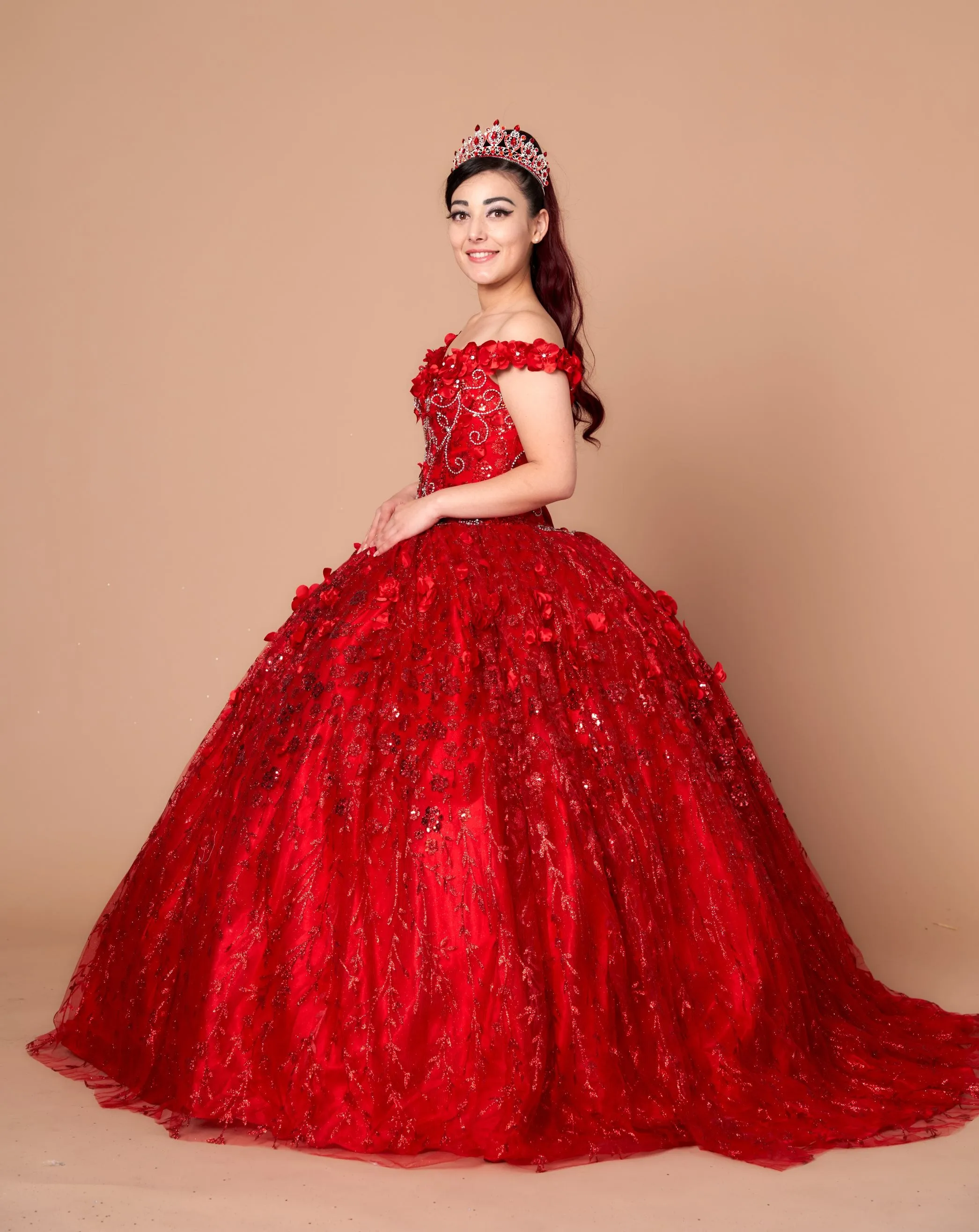 3D Floral Off Shoulder Ball Gown by Calla WB21550