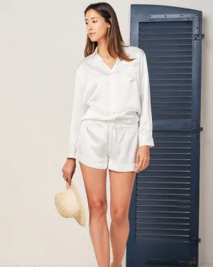 Alexandra Silk Pyjama in Moonlight White - Shorts