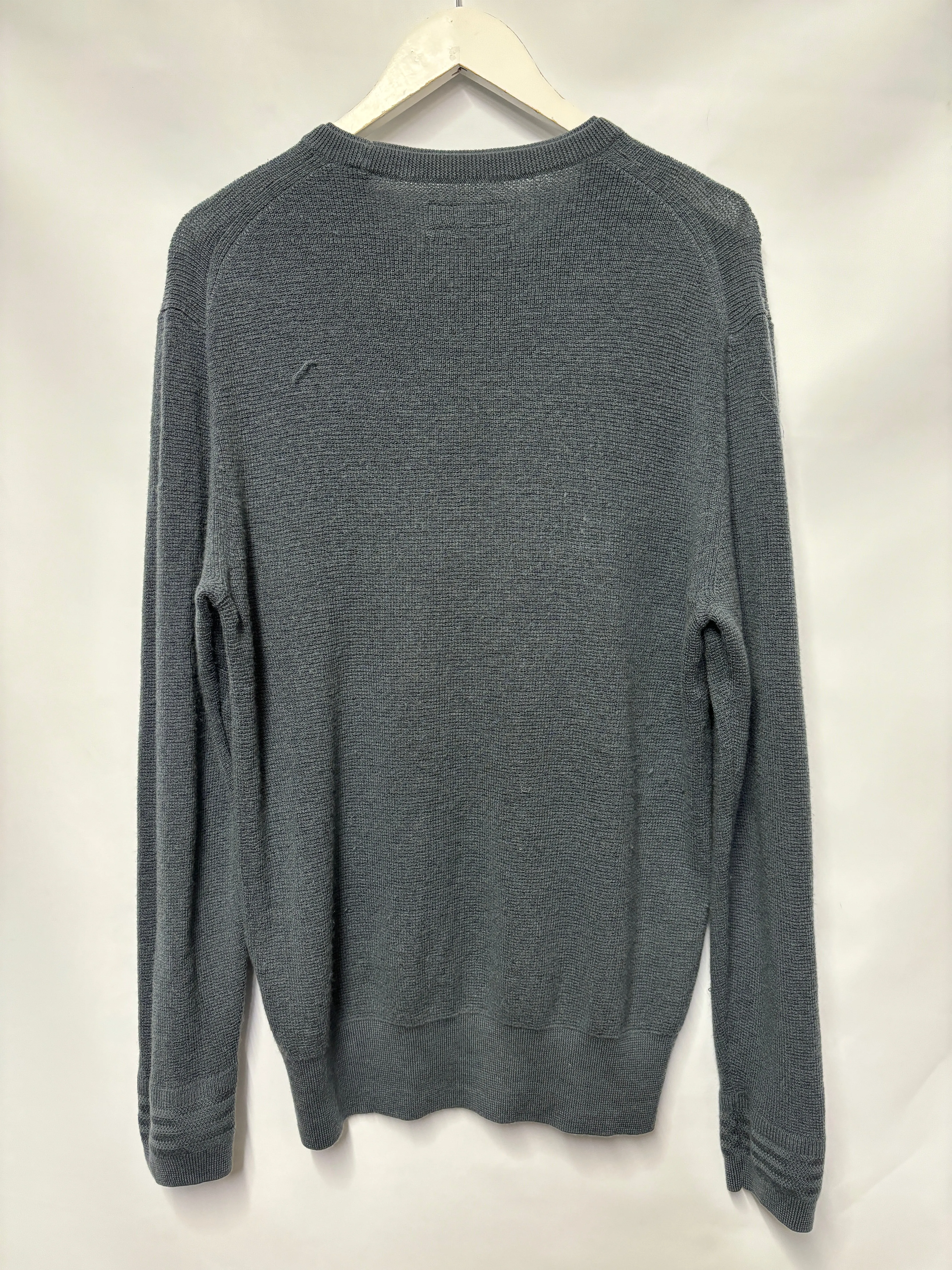 AllSaints Blue Grey Merino Double Collar Knitted Jumper Large