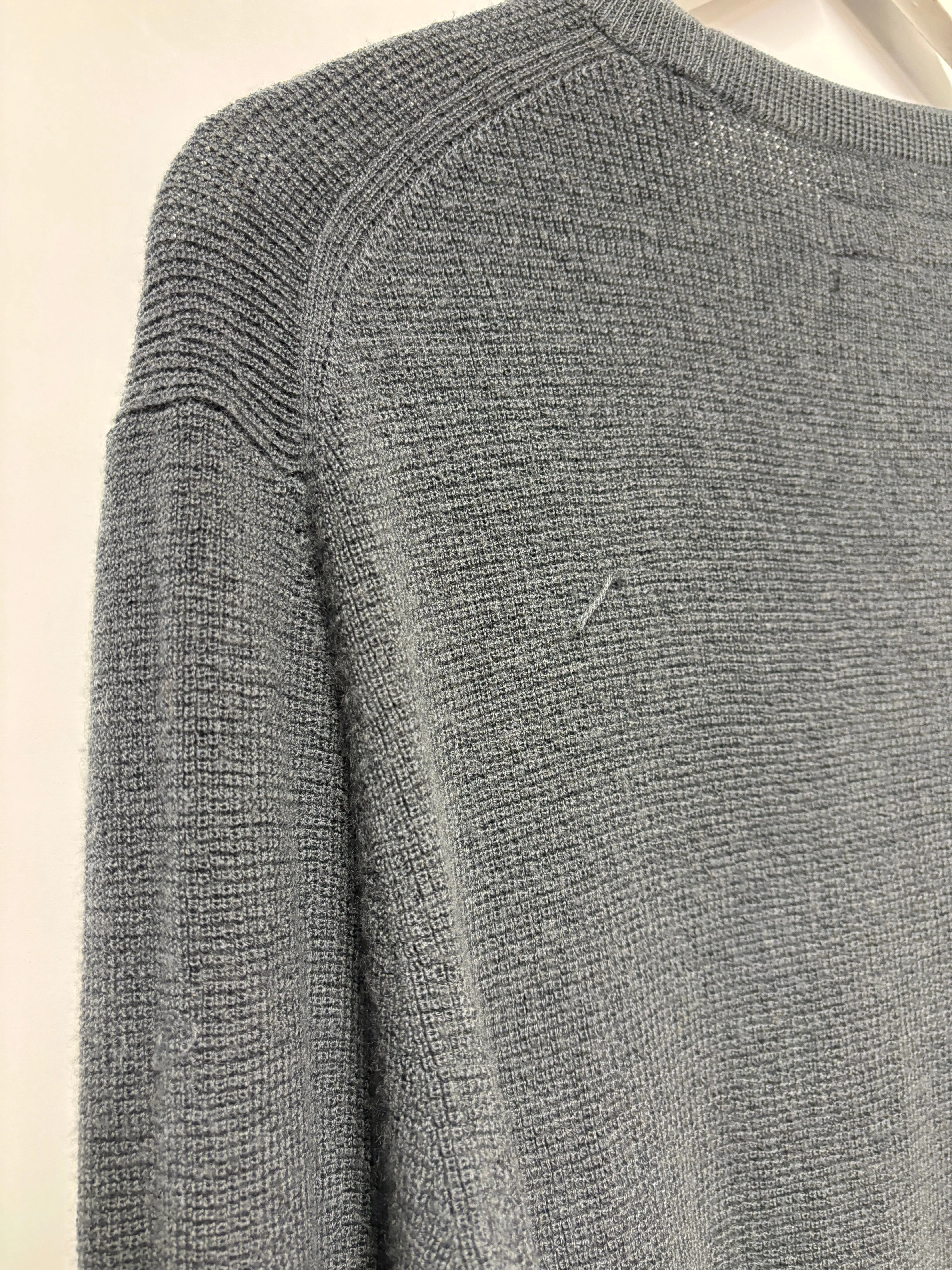 AllSaints Blue Grey Merino Double Collar Knitted Jumper Large