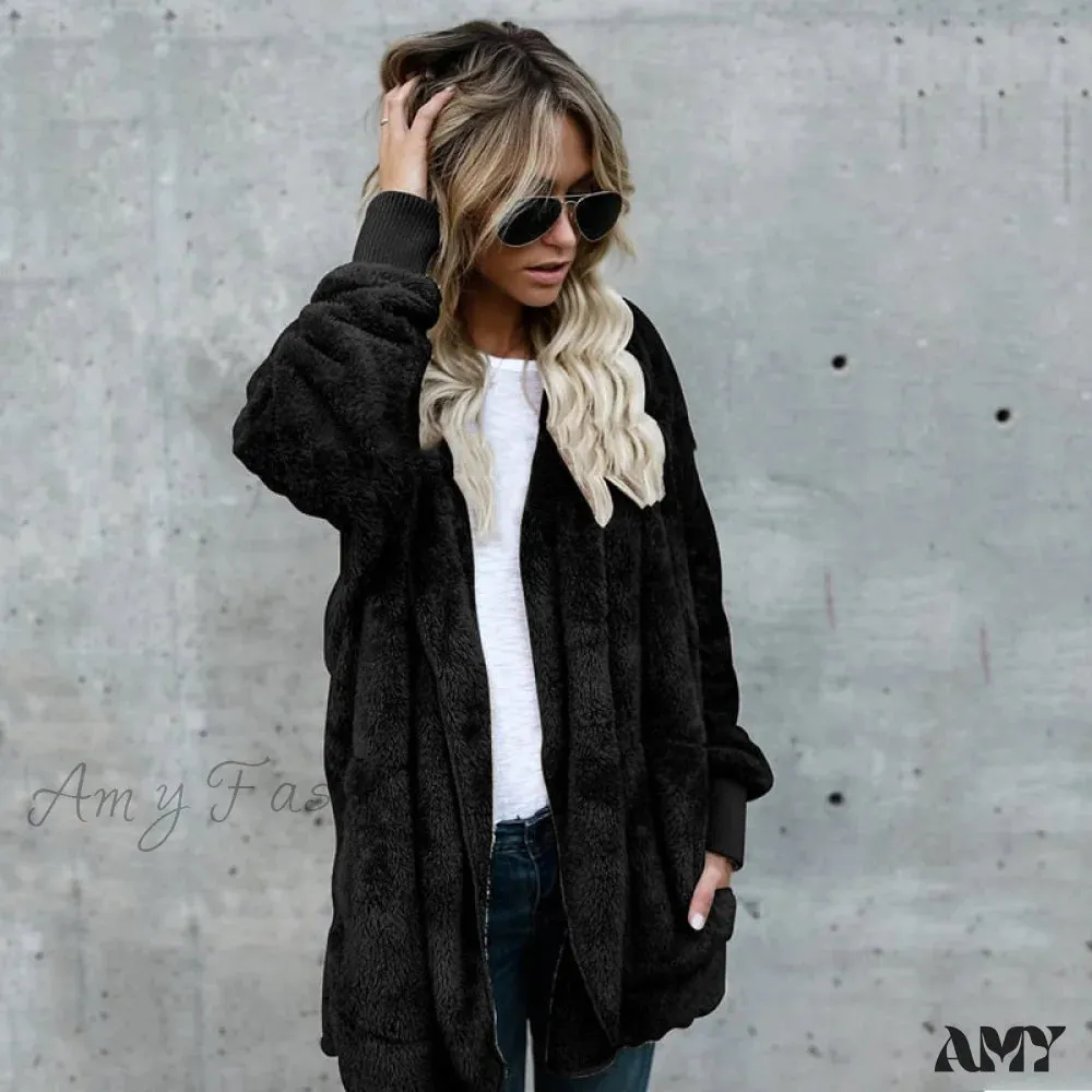 Amy Fashion - Harajuku Women Loose Long Cardigan Ladies Warm Coat Outwear