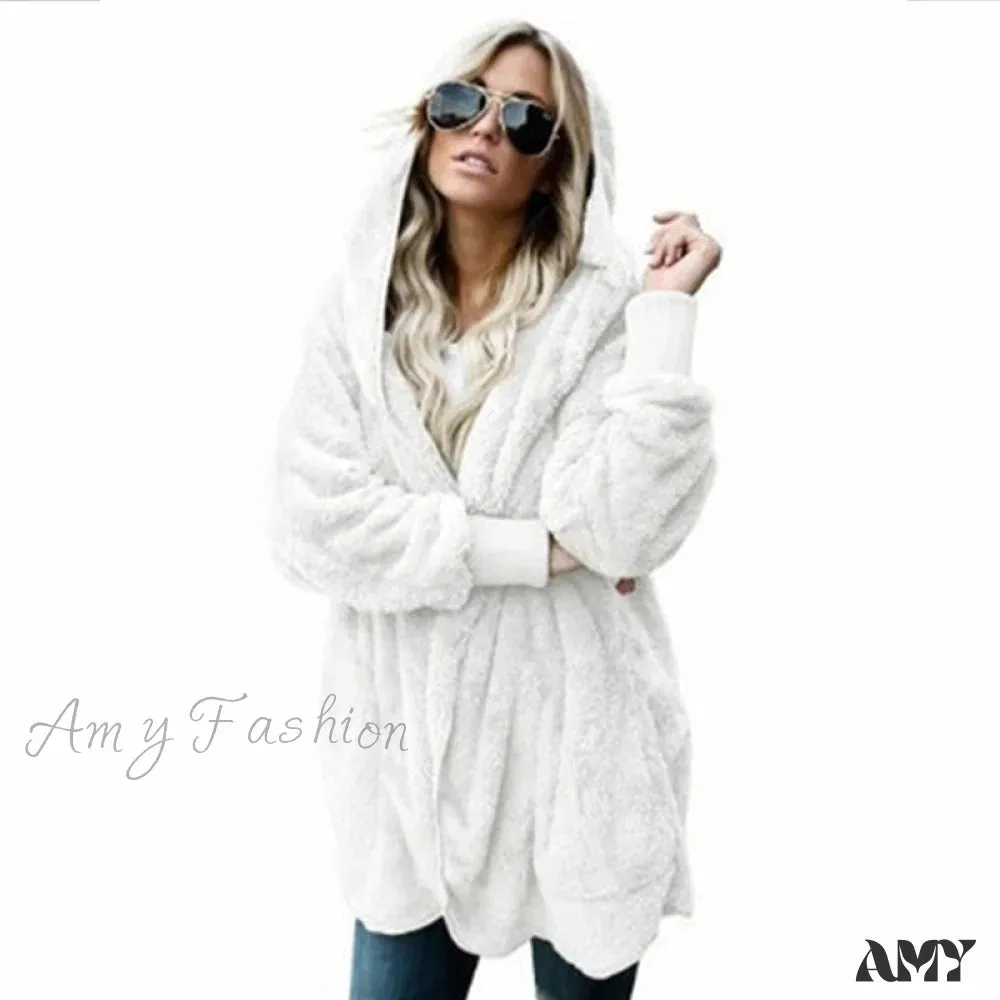 Amy Fashion - Harajuku Women Loose Long Cardigan Ladies Warm Coat Outwear