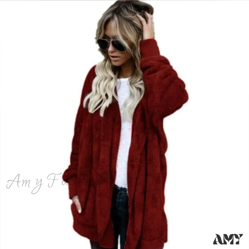 Amy Fashion - Harajuku Women Loose Long Cardigan Ladies Warm Coat Outwear