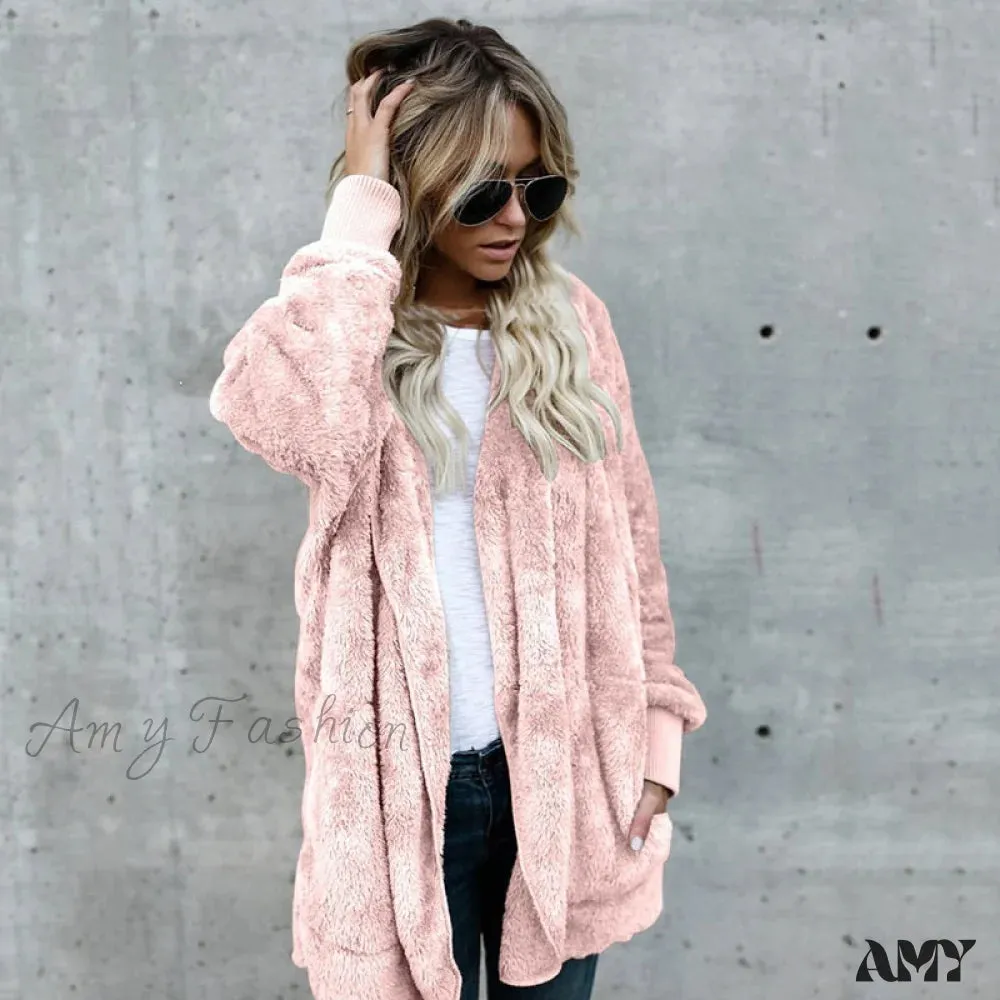 Amy Fashion - Harajuku Women Loose Long Cardigan Ladies Warm Coat Outwear