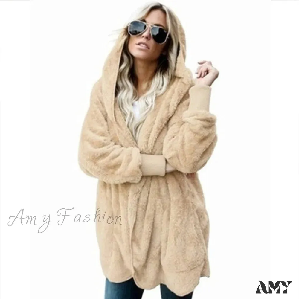 Amy Fashion - Harajuku Women Loose Long Cardigan Ladies Warm Coat Outwear