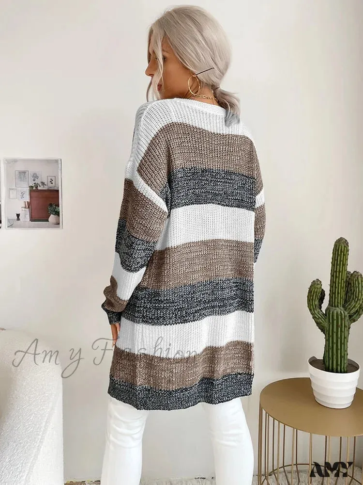 Amy Fashion - V-neck Knitted Sweater Fashion Warm Holiday Cardigan