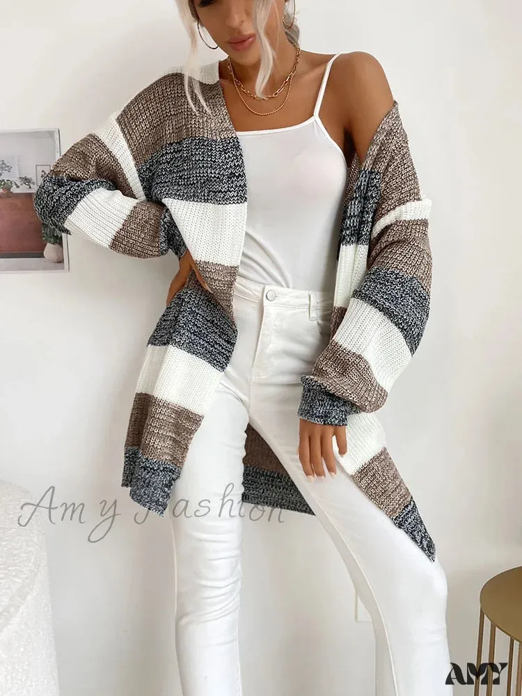 Amy Fashion - V-neck Knitted Sweater Fashion Warm Holiday Cardigan