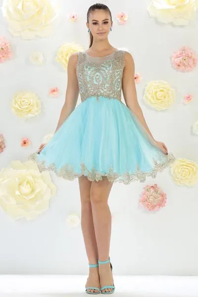 Aqua Short Dress Silver - Silver Lining