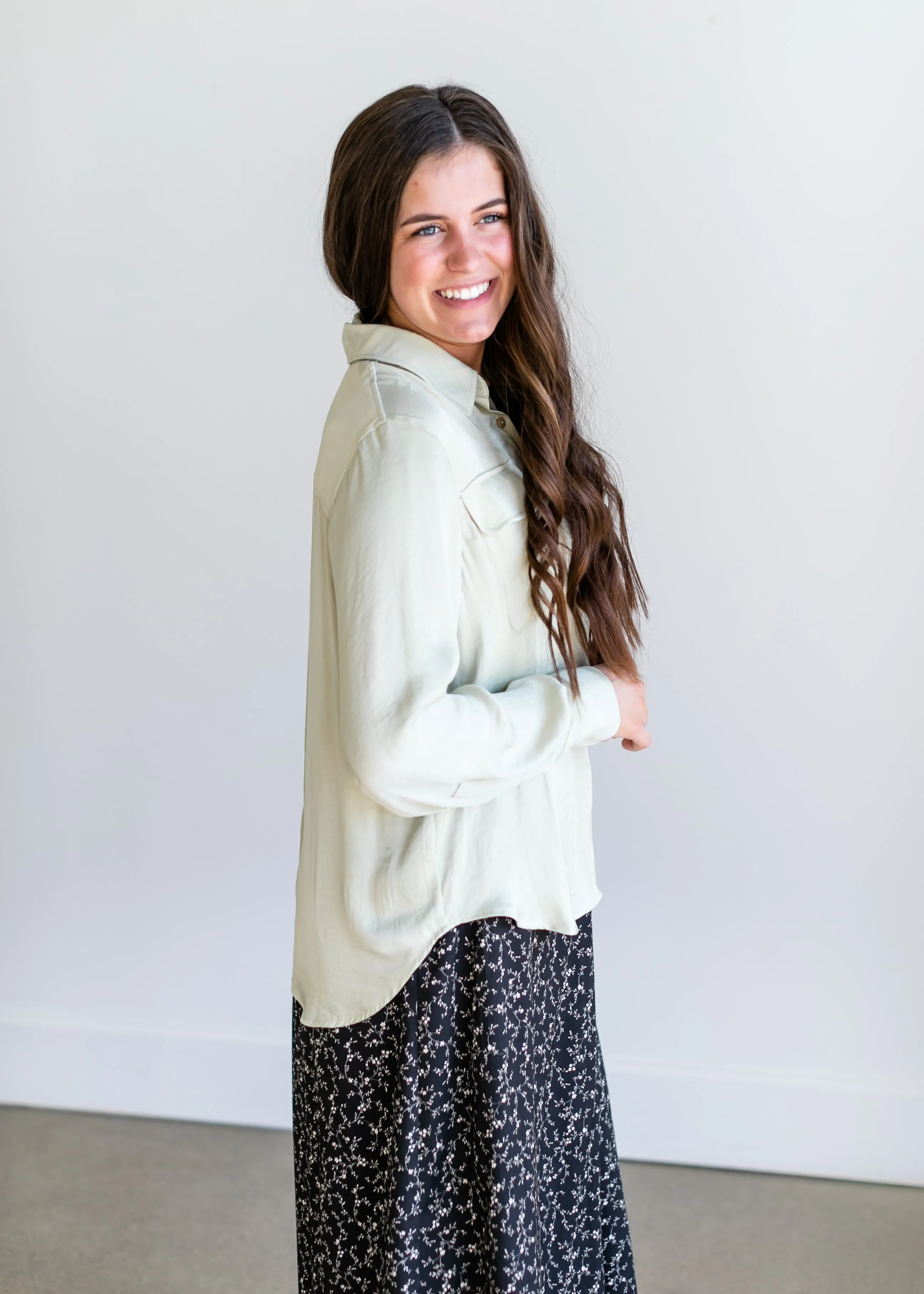 Augustana Satin Button Down Top - FINAL SALE