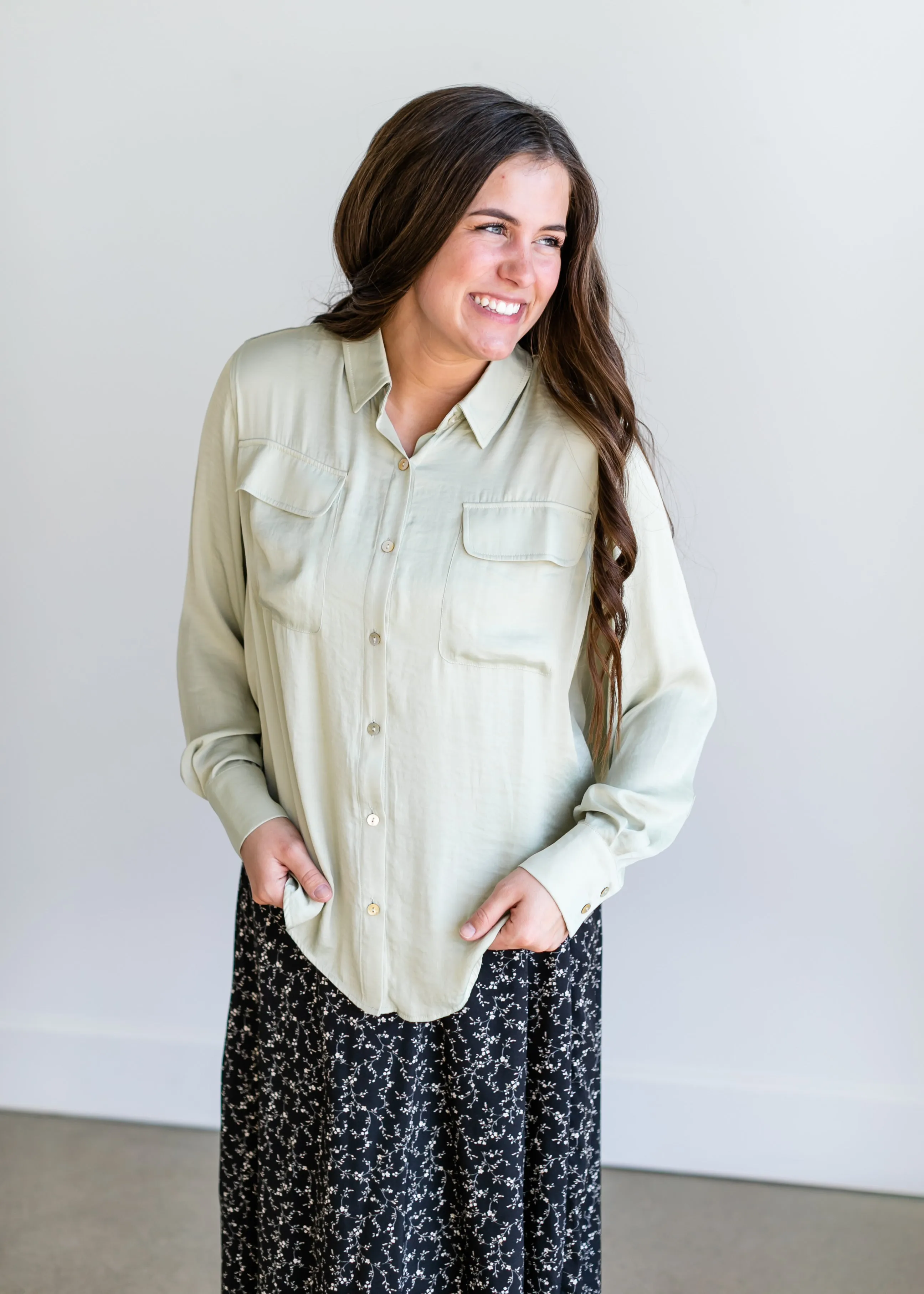 Augustana Satin Button Down Top - FINAL SALE