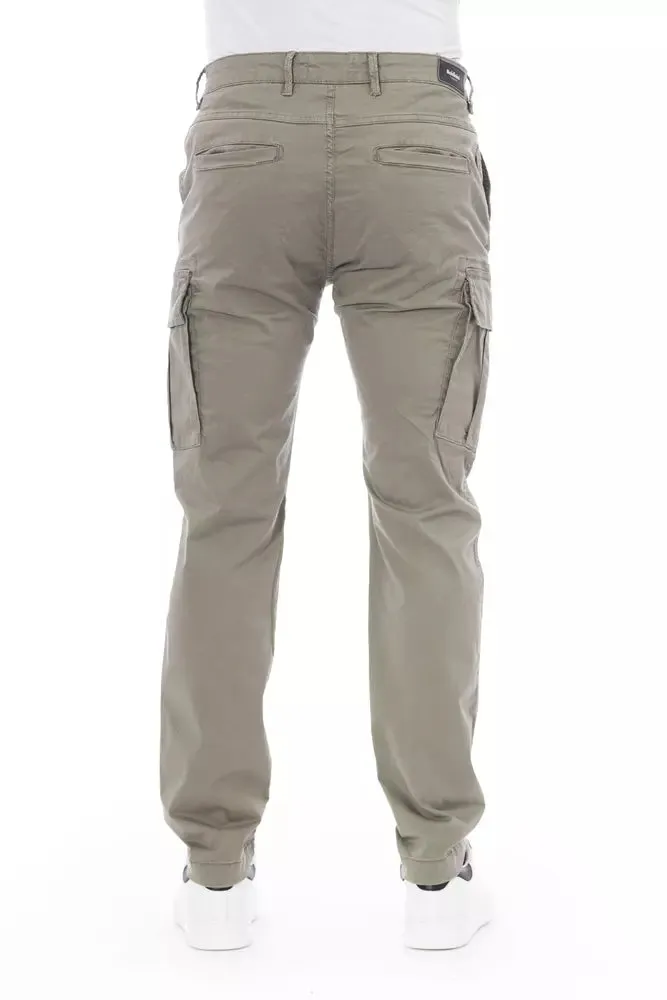 Beige Cotton Men Cargo Pant