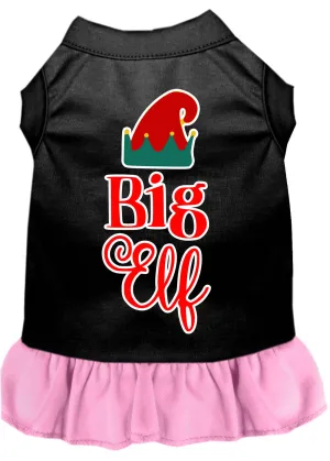 Big Elf Screen Print Dog Dress Black With Light Pink Lg