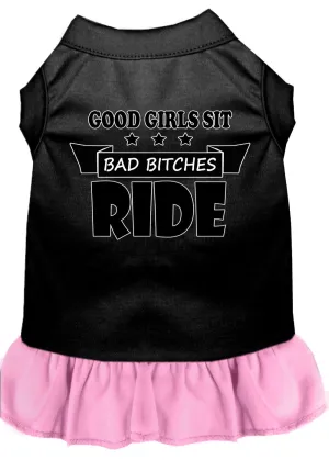 Bitches Ride Screen Print Dog Dress Black With Light Pink Xxl (18)