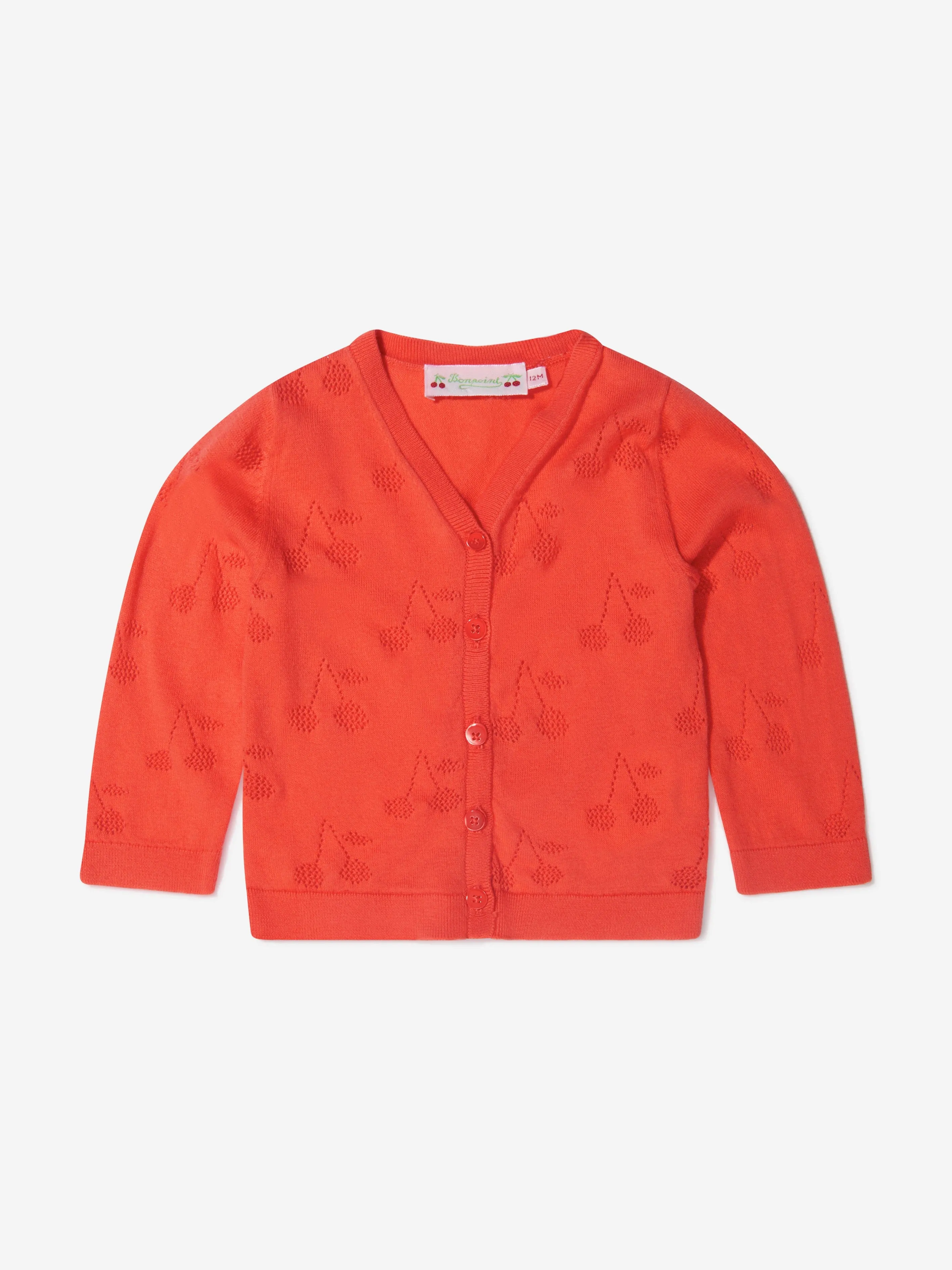 Bonpoint Baby Girls Organic Cotton Cherry Motif Cardigan