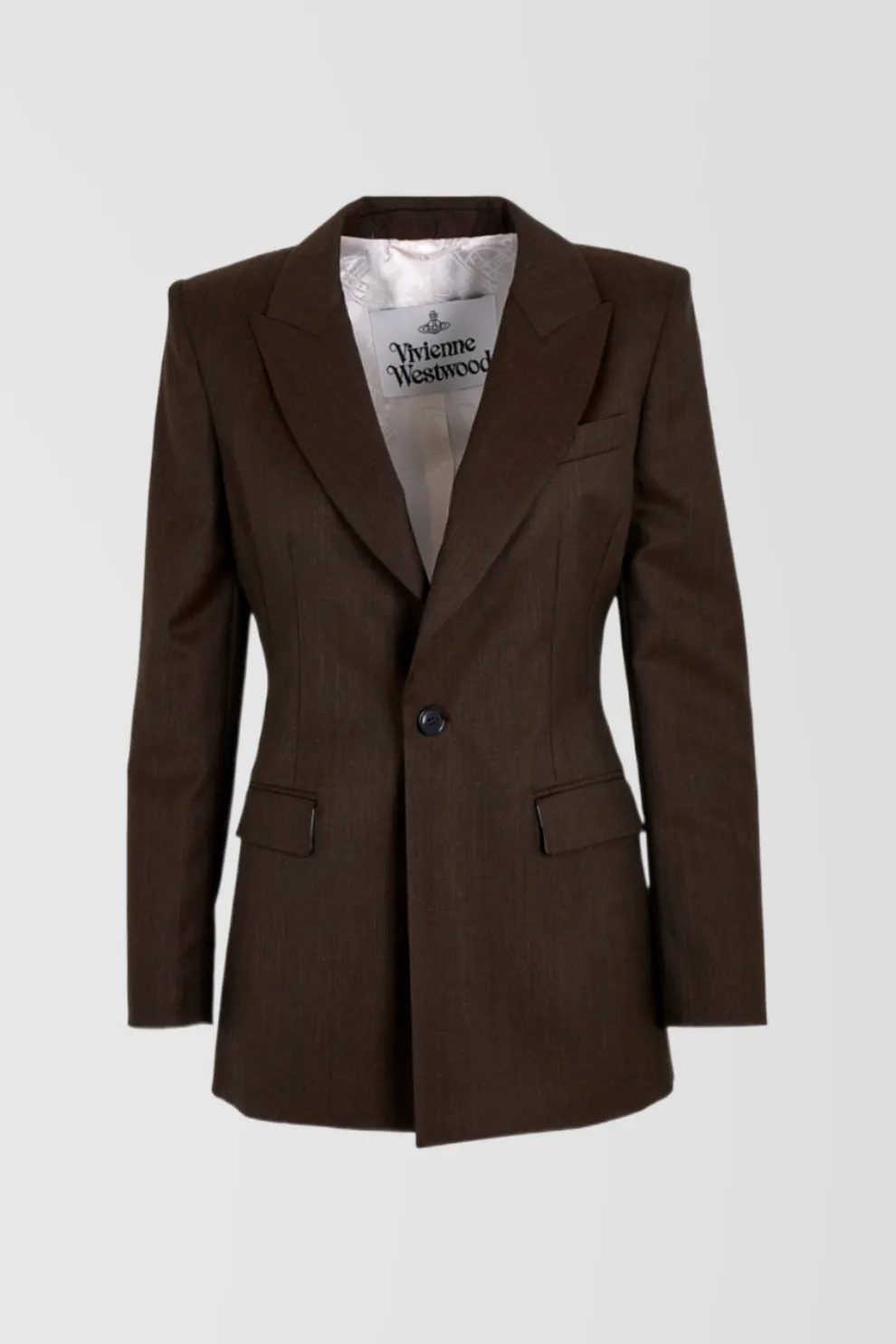 Brown v-neck tailored blazer