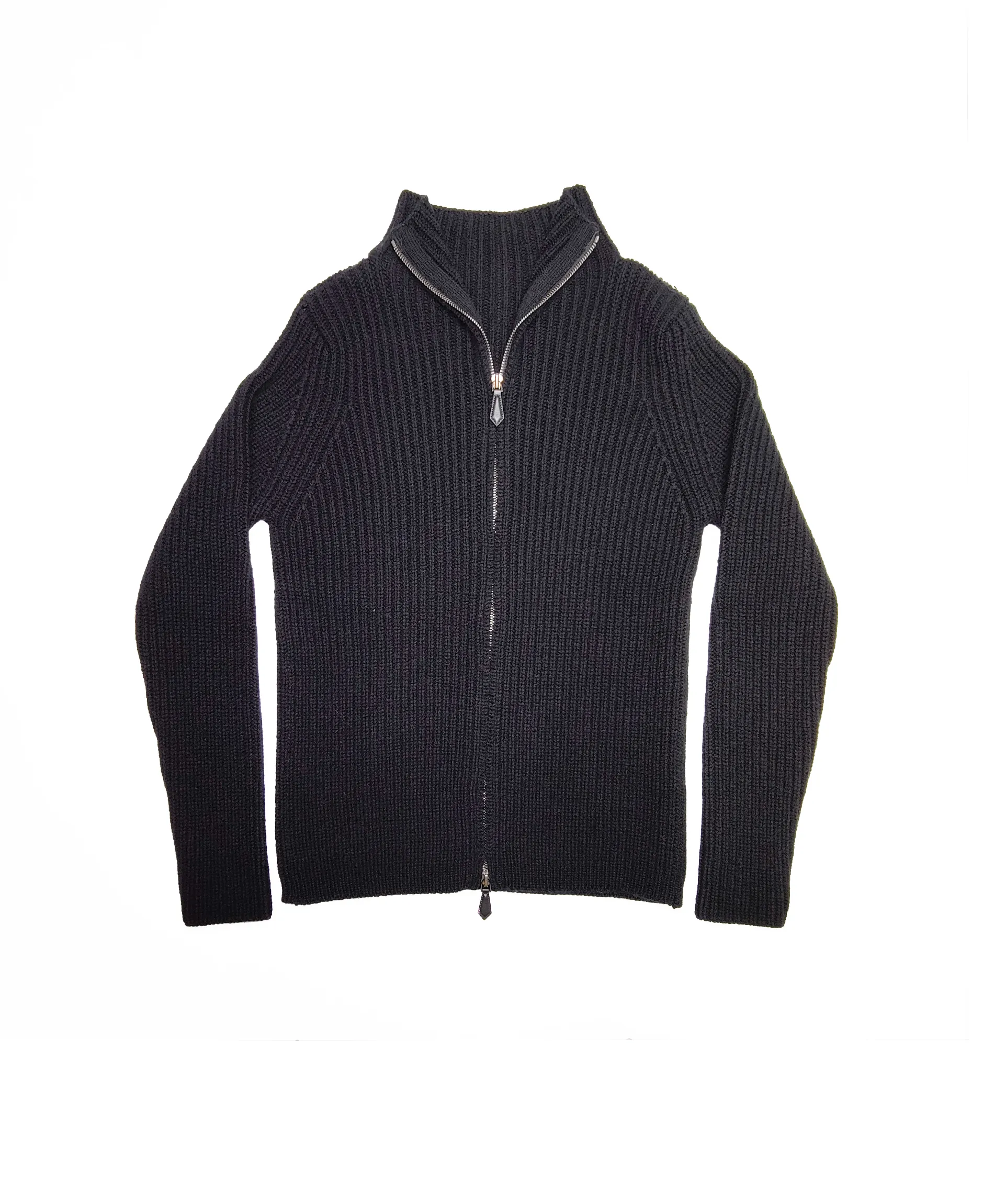 cashmere ribbed zip cardigan