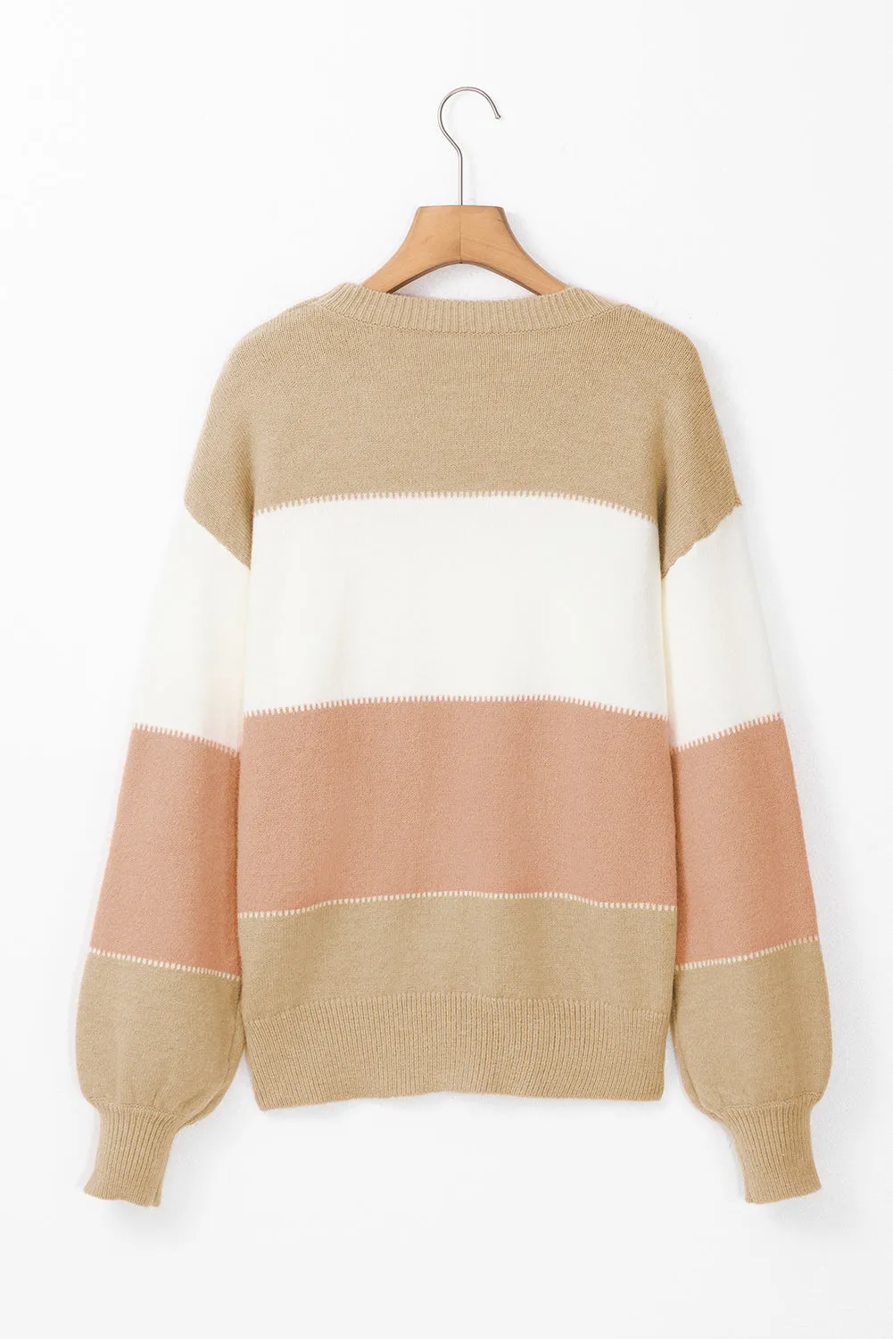 Colorblock Lantern Sleeve Sweater