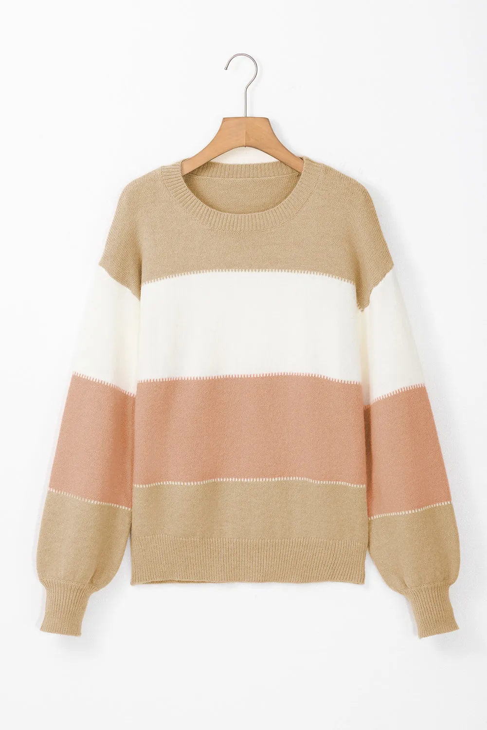 Colorblock Lantern Sleeve Sweater