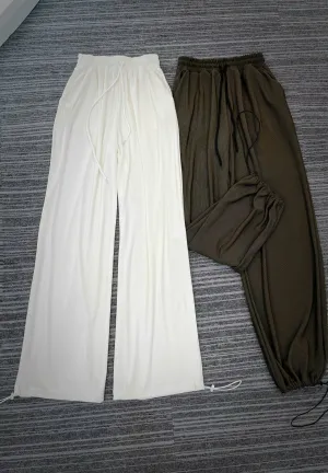 Comfortable elastic waist wide-leg pants