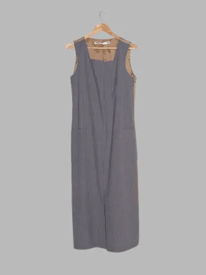 Comme des Garcons SS1995 grey wool front brown satin back full length vest dress