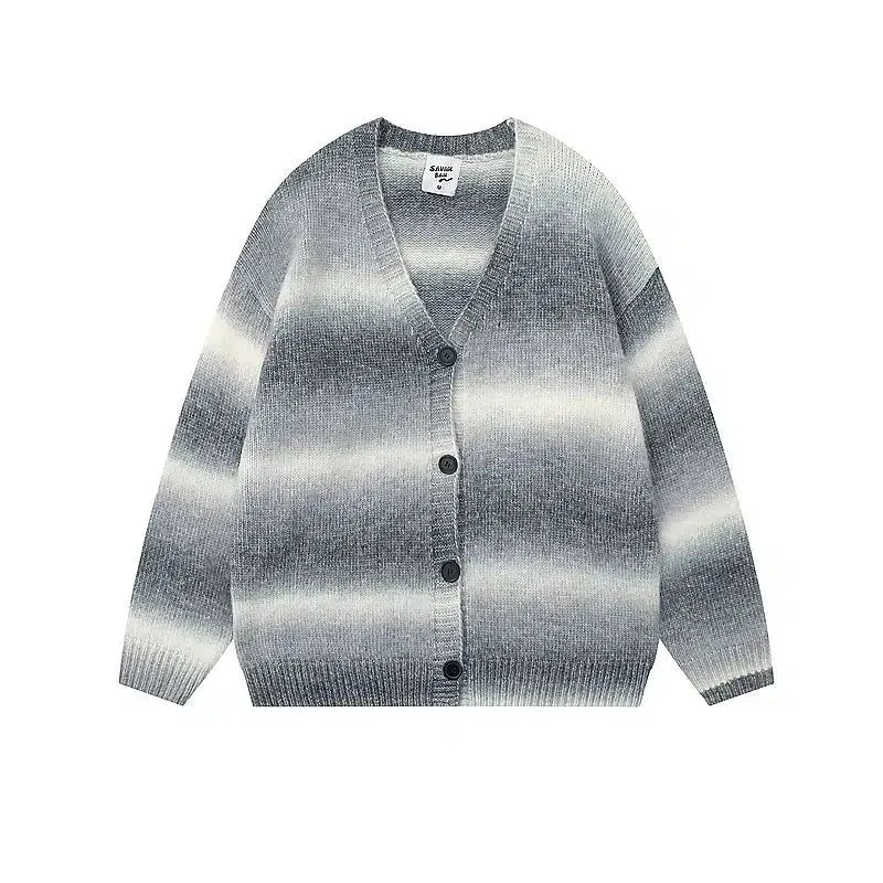 Cozy Gradient Button-Up Knit Cardigan