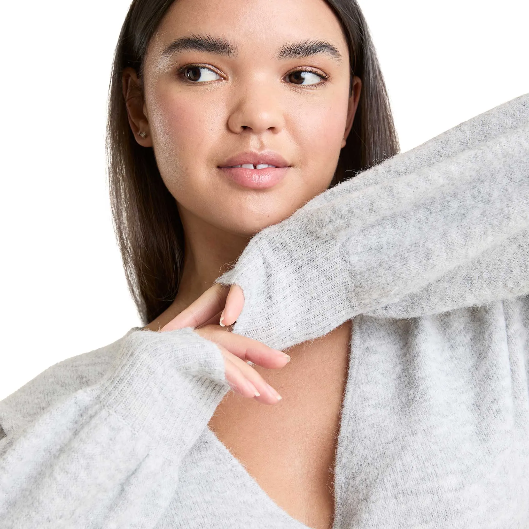 Cozy Knit Wrap Sweater | Heather Grey