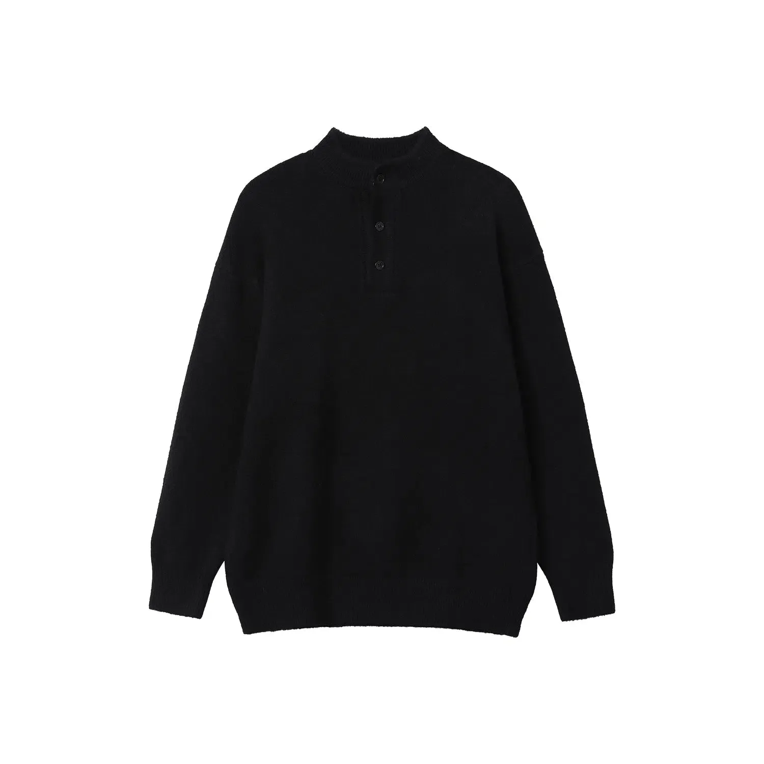 Cozy Knitwear Pullover with Button Collar