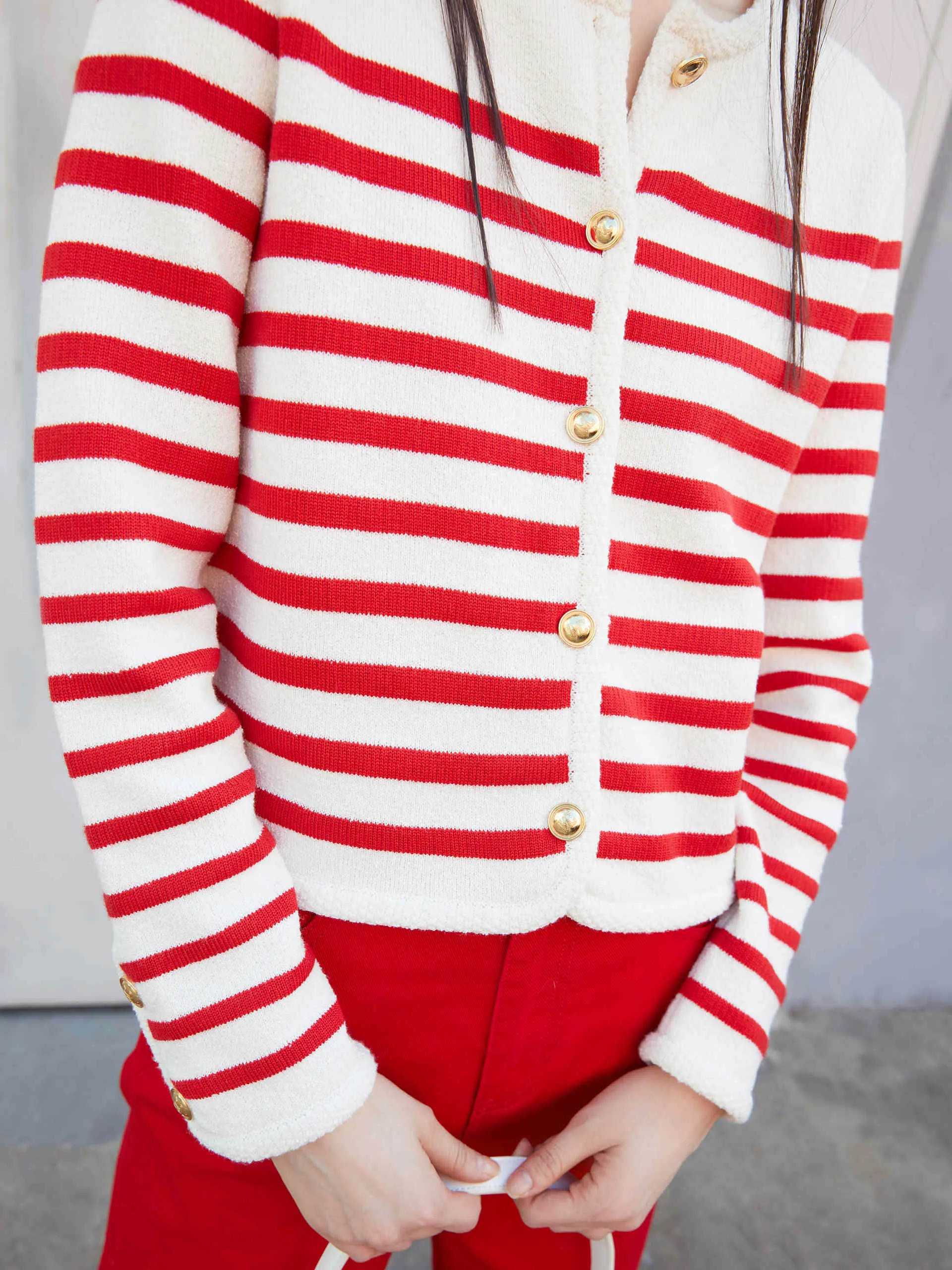 Crop Knitted Striped Cardigan