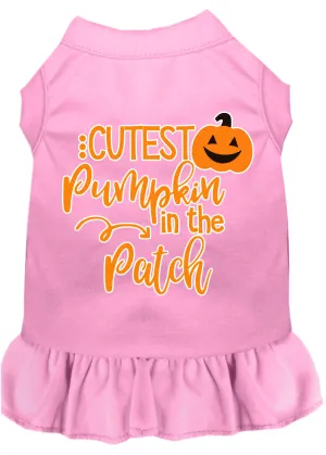 Cutest Pumpkin In The Patch Screen Print Dog Dress Light Pink Med