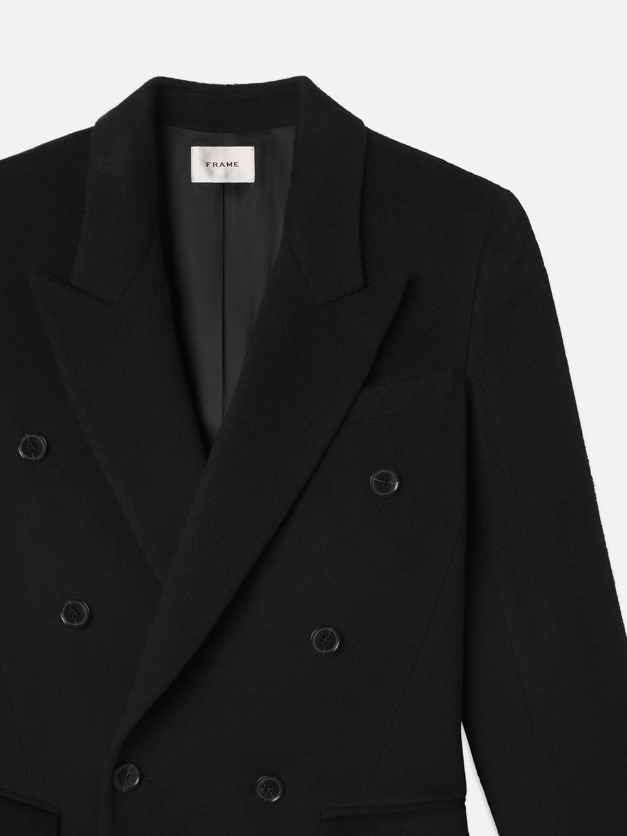 Double-Breasted Tailored Coat -- Black