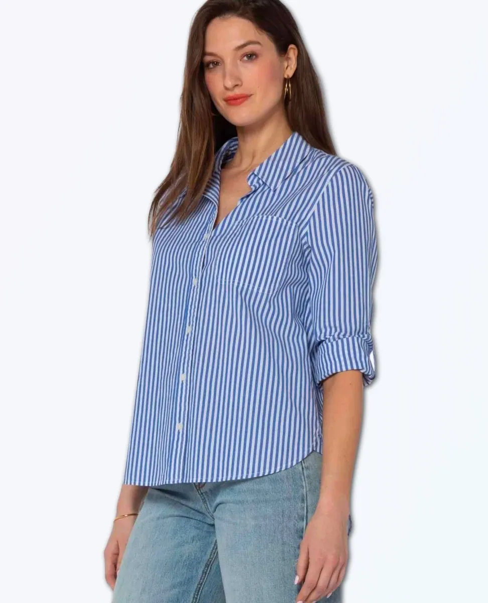 Elisa Blue White Striped Shirt