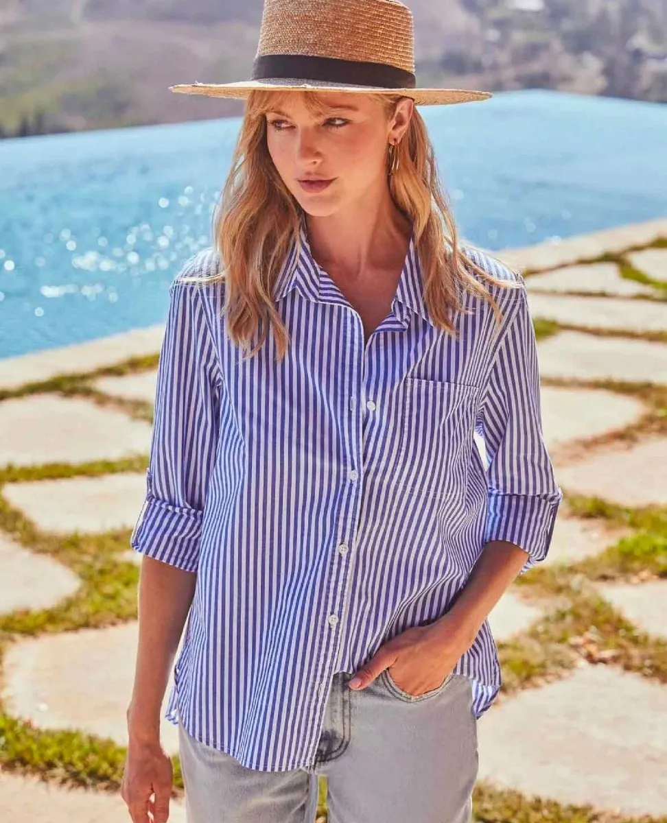 Elisa Blue White Striped Shirt