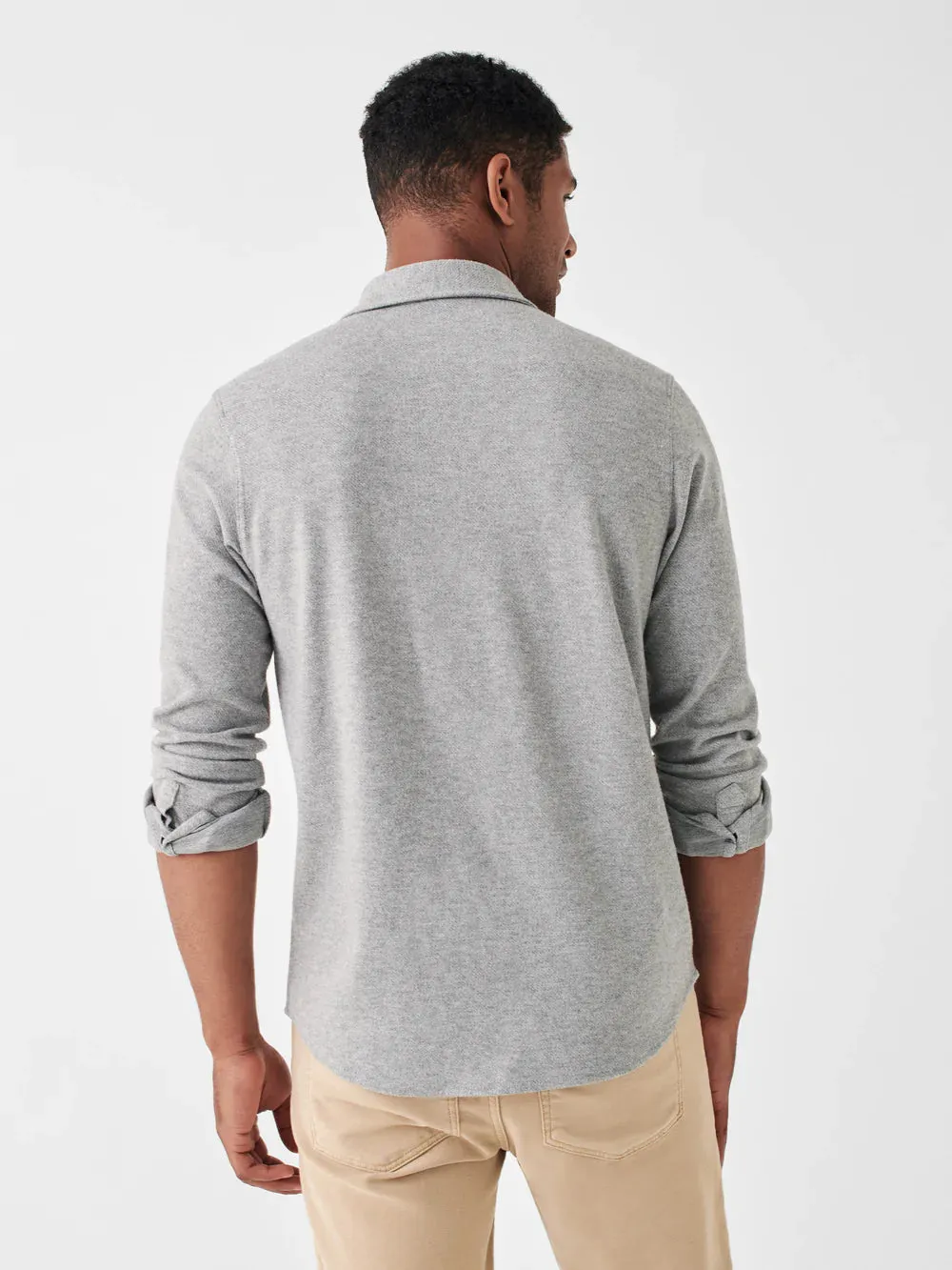 Faherty Legend Sweater Shirt in Fossil Grey Twill