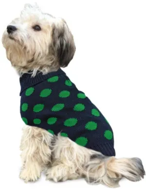 Fashion Pet Contrast Dot Dog Sweater Green - X-Large