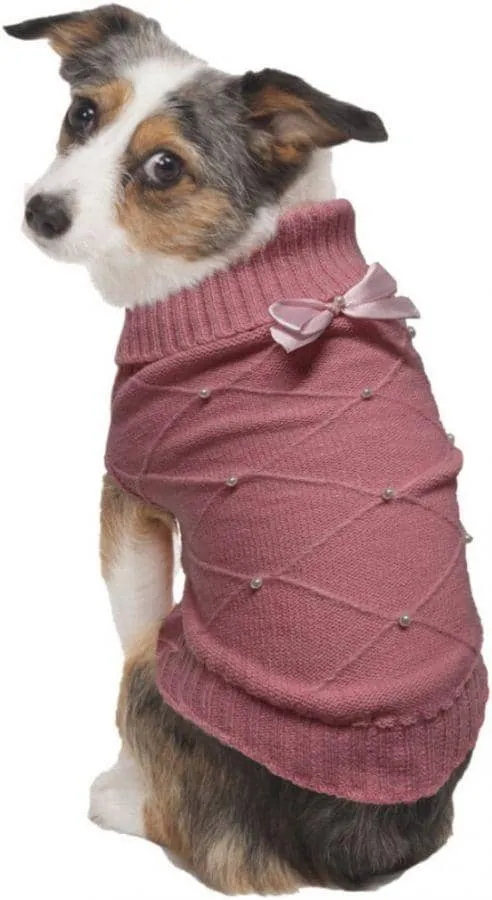 Fashion Pet Flirty Pearl Dog Sweater Pink - Small