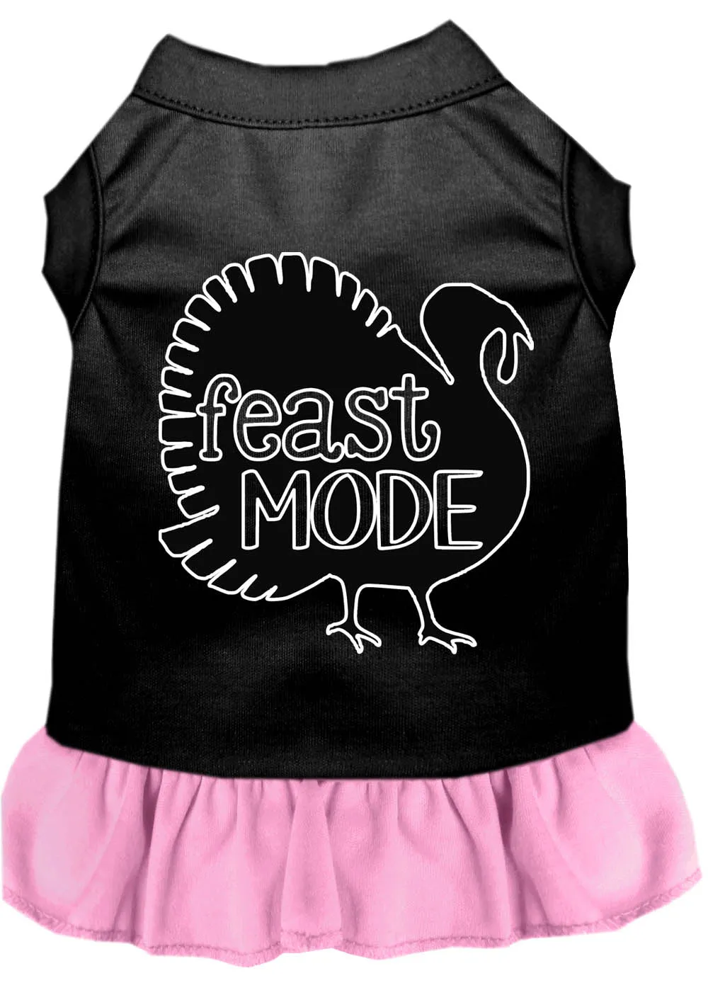 Feast Mode Screen Print Dog Dress Black With Light Pink Xxxl