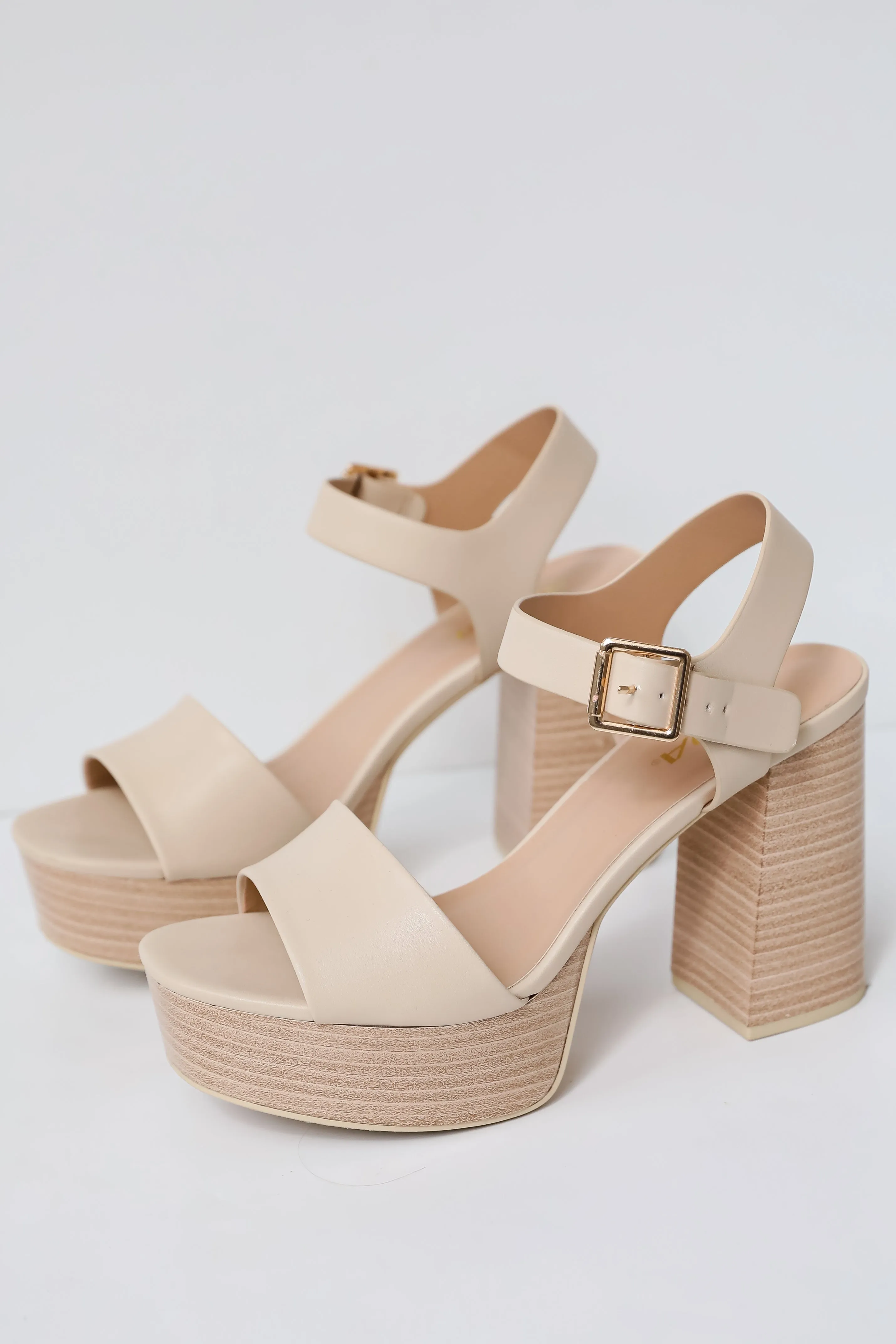 FINAL SALE - Out And About Nude Platform Heels