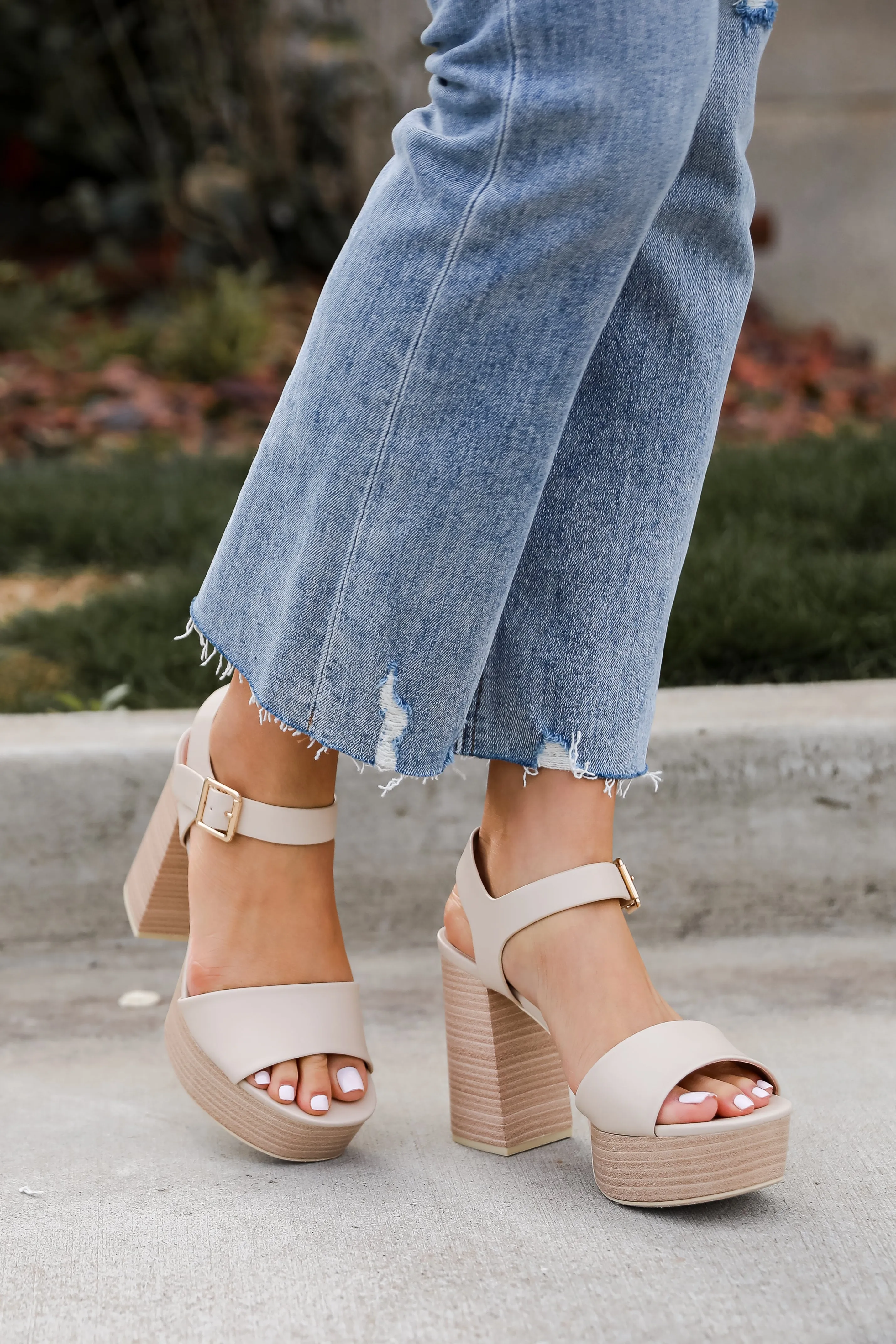 FINAL SALE - Out And About Nude Platform Heels