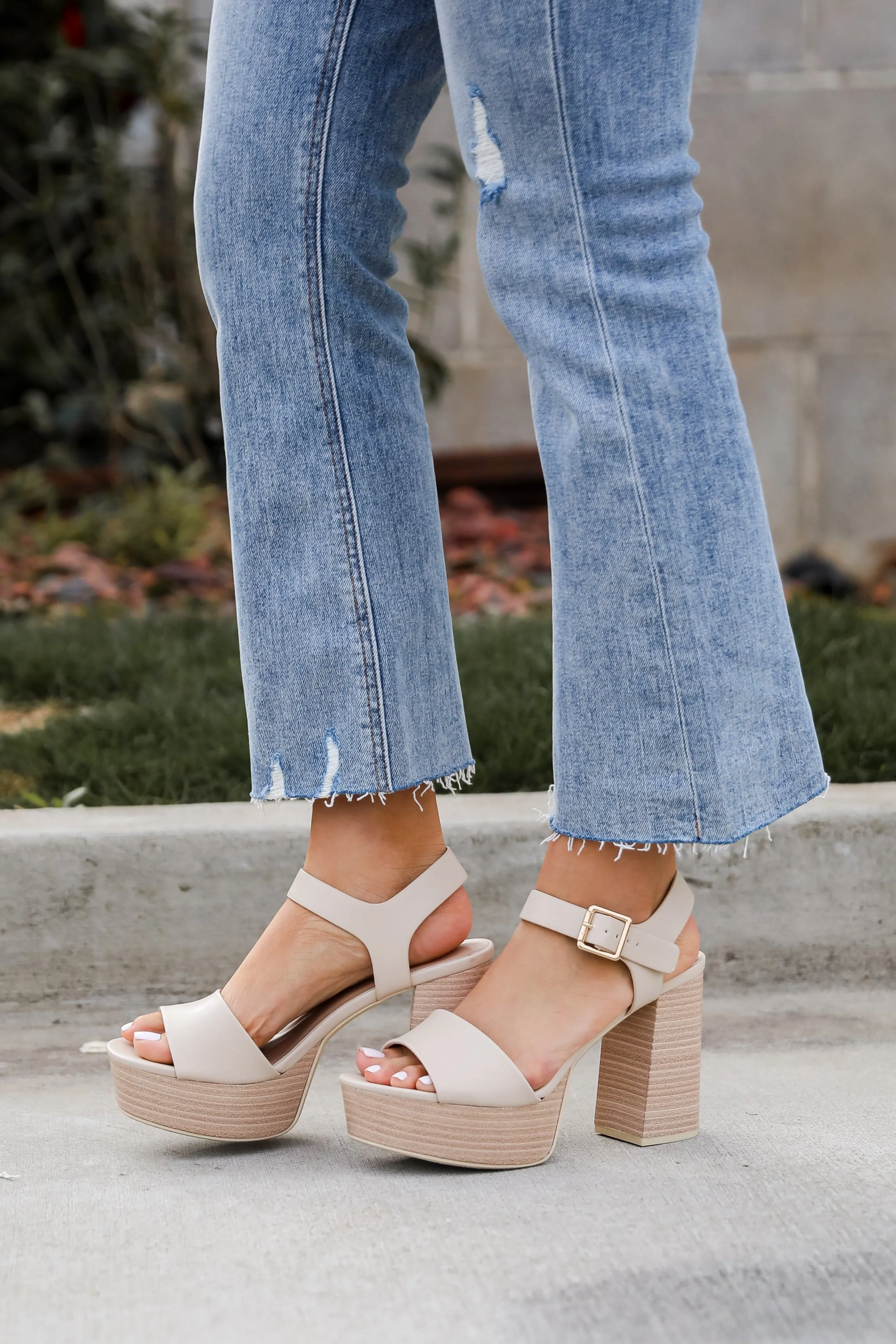 FINAL SALE - Out And About Nude Platform Heels