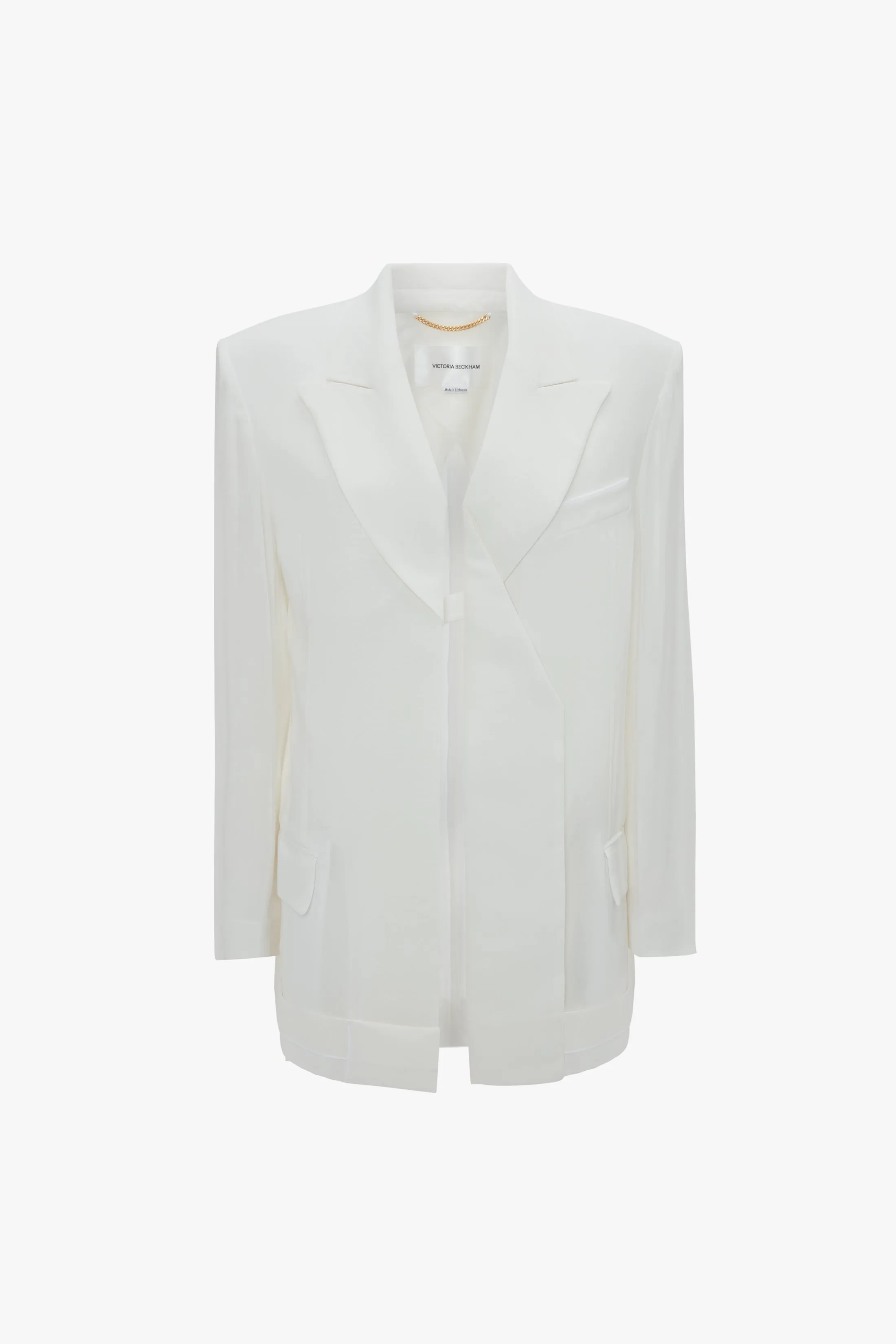 Fold Detail Tailored Jacket In White