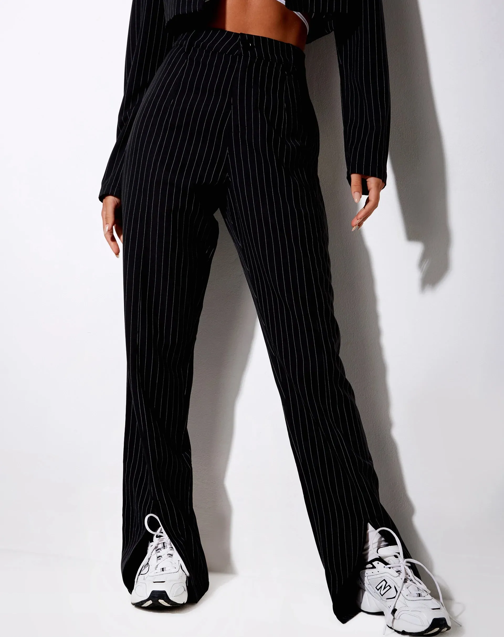 Gesta Trouser in Pinstripe Black