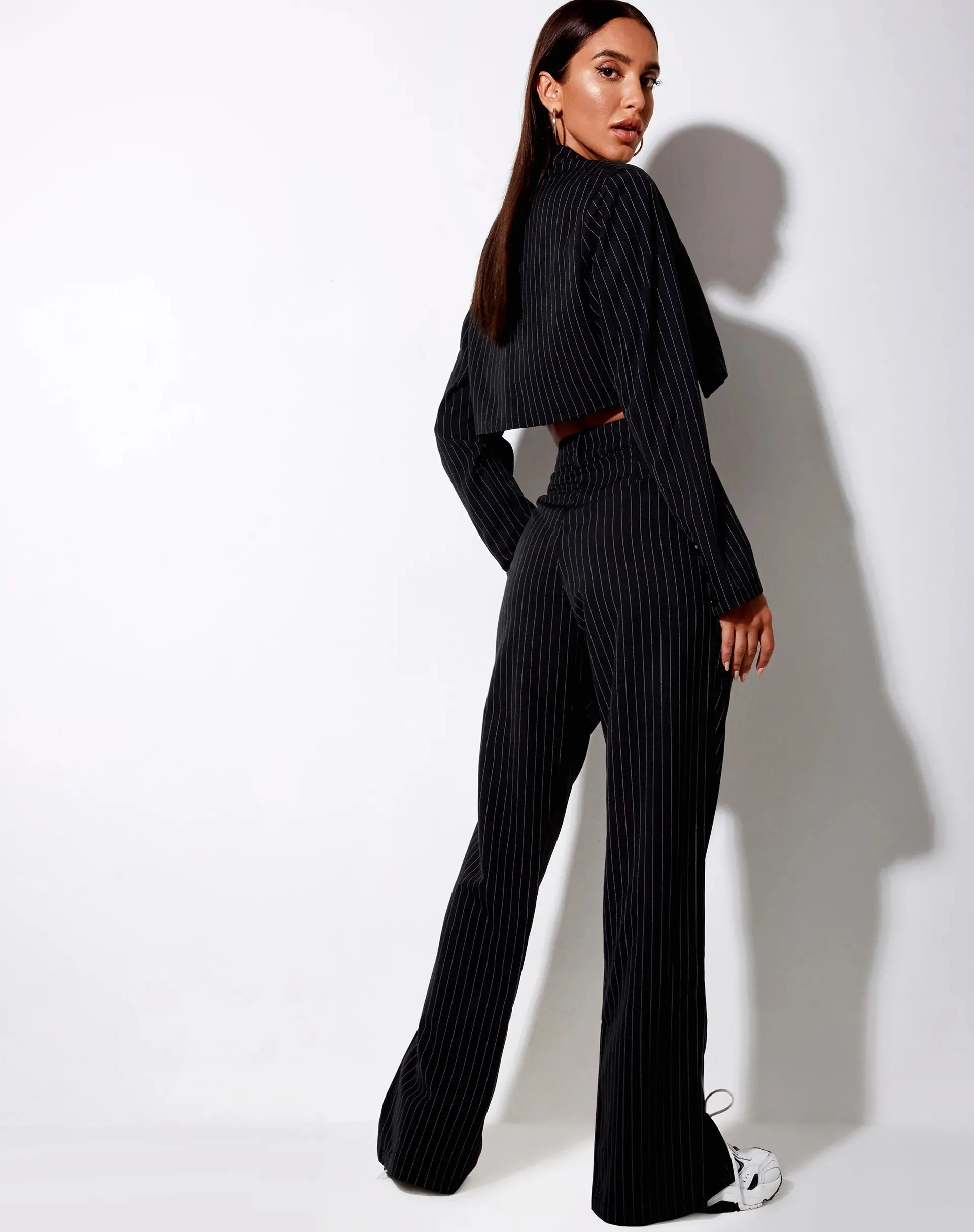 Gesta Trouser in Pinstripe Black