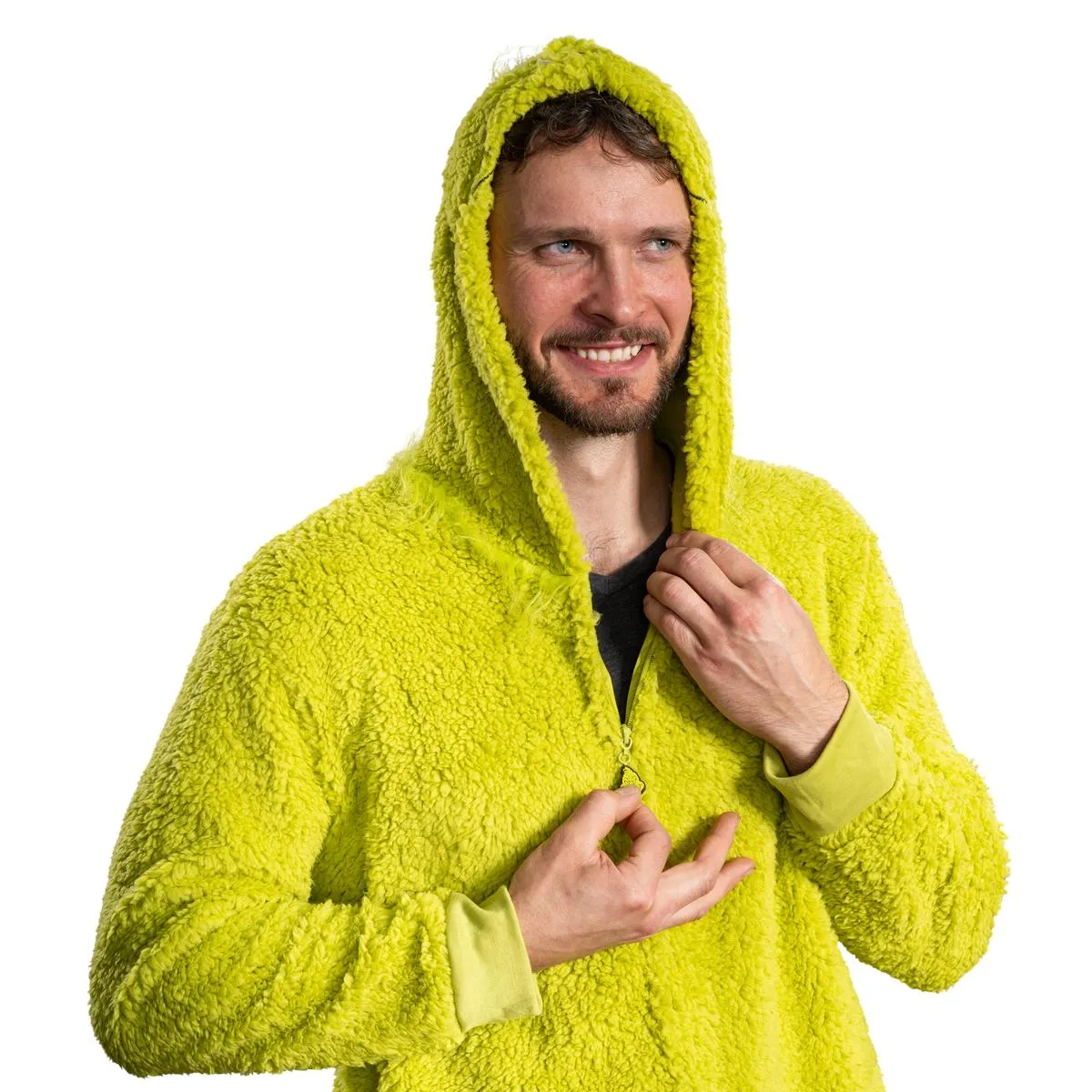 Grinch Sherpa Union Suit with Head Zipper