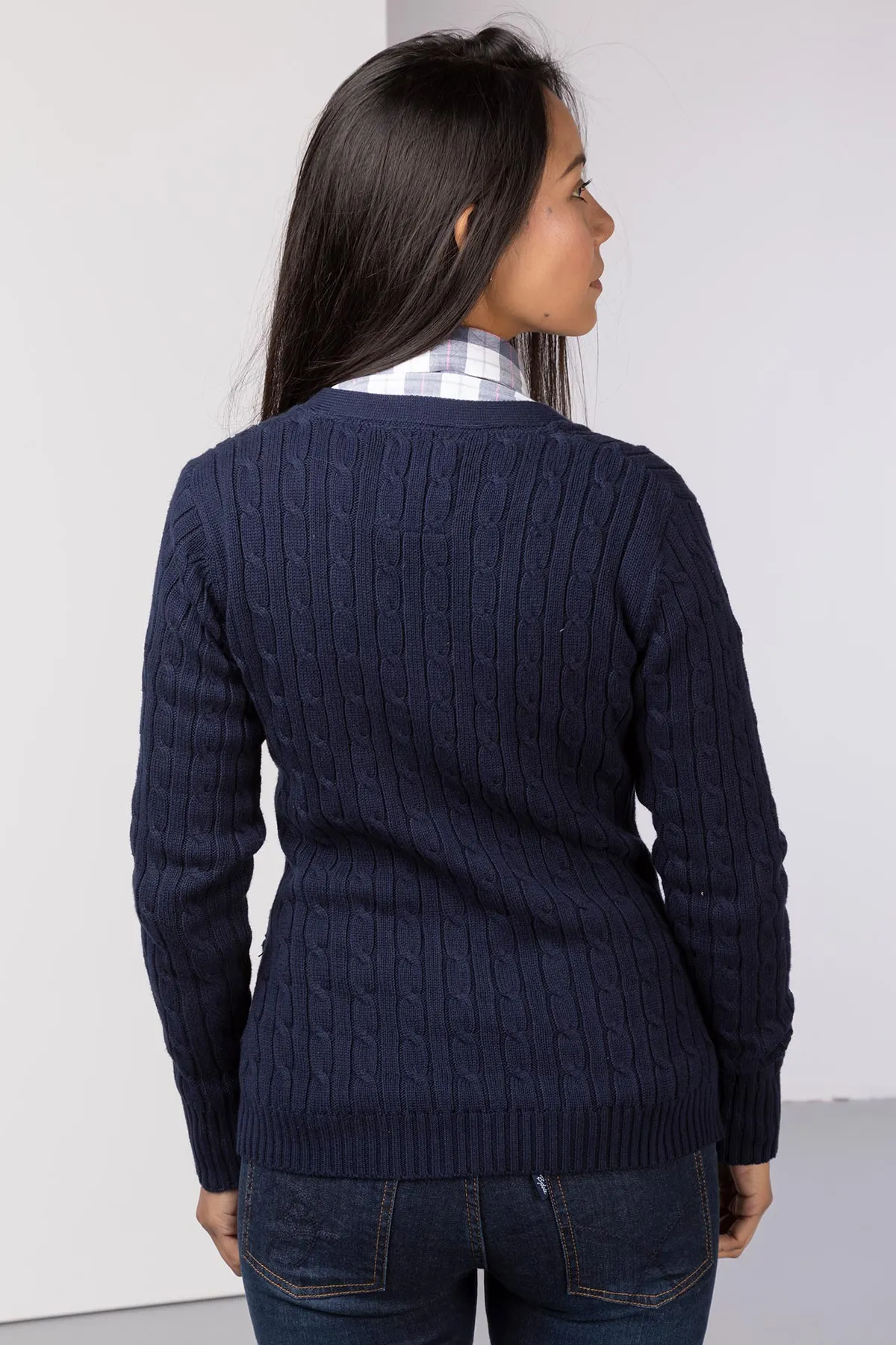 Ladies Cable Knit Cardigan with Pockets