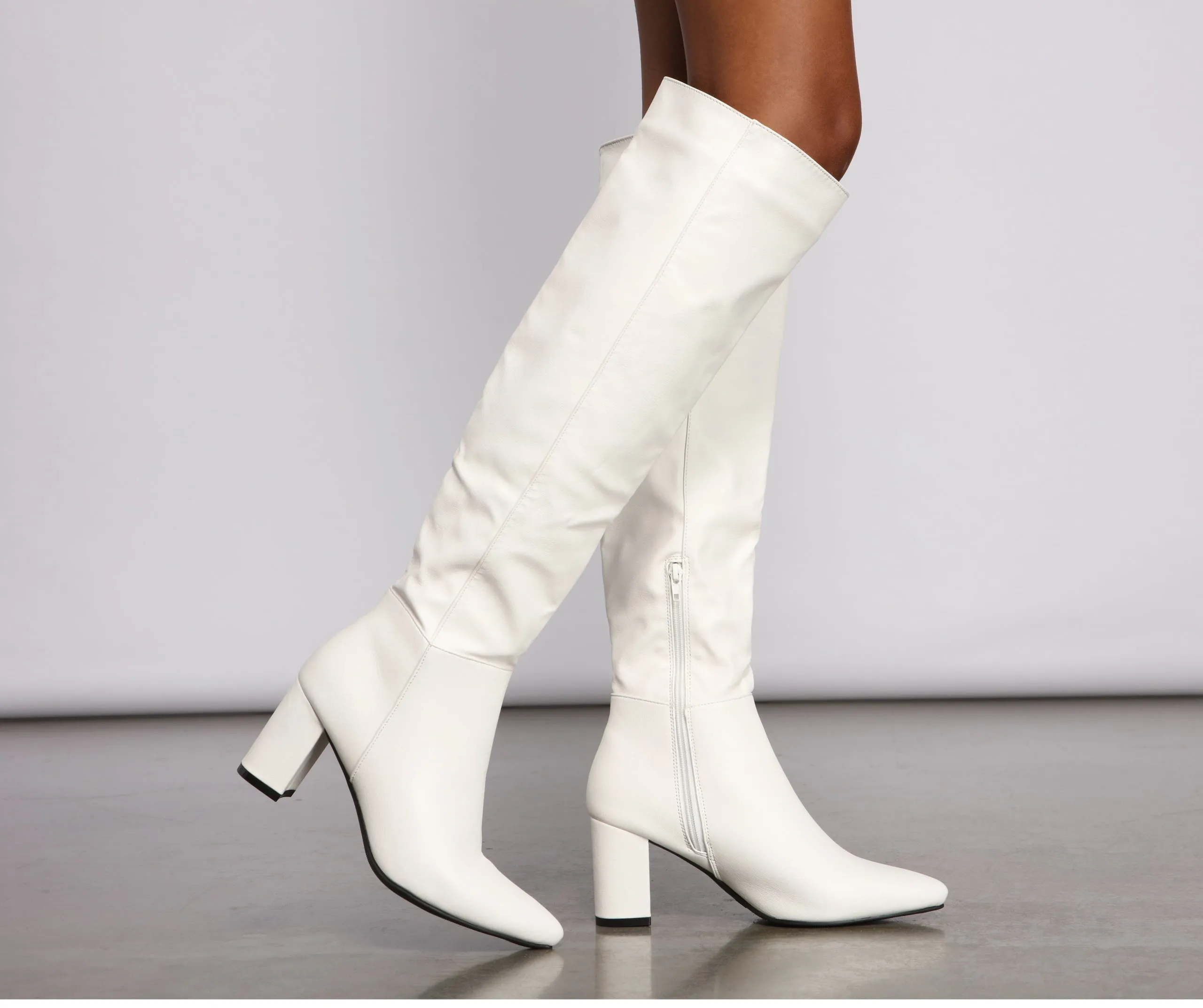 Lead The Way Faux Leather Over The Knee Boots