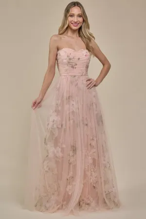 Light Pink Bestseller Organza Floral Gown