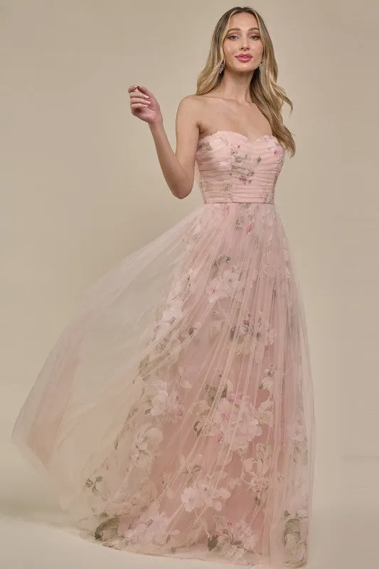 Light Pink Bestseller Organza Floral Gown